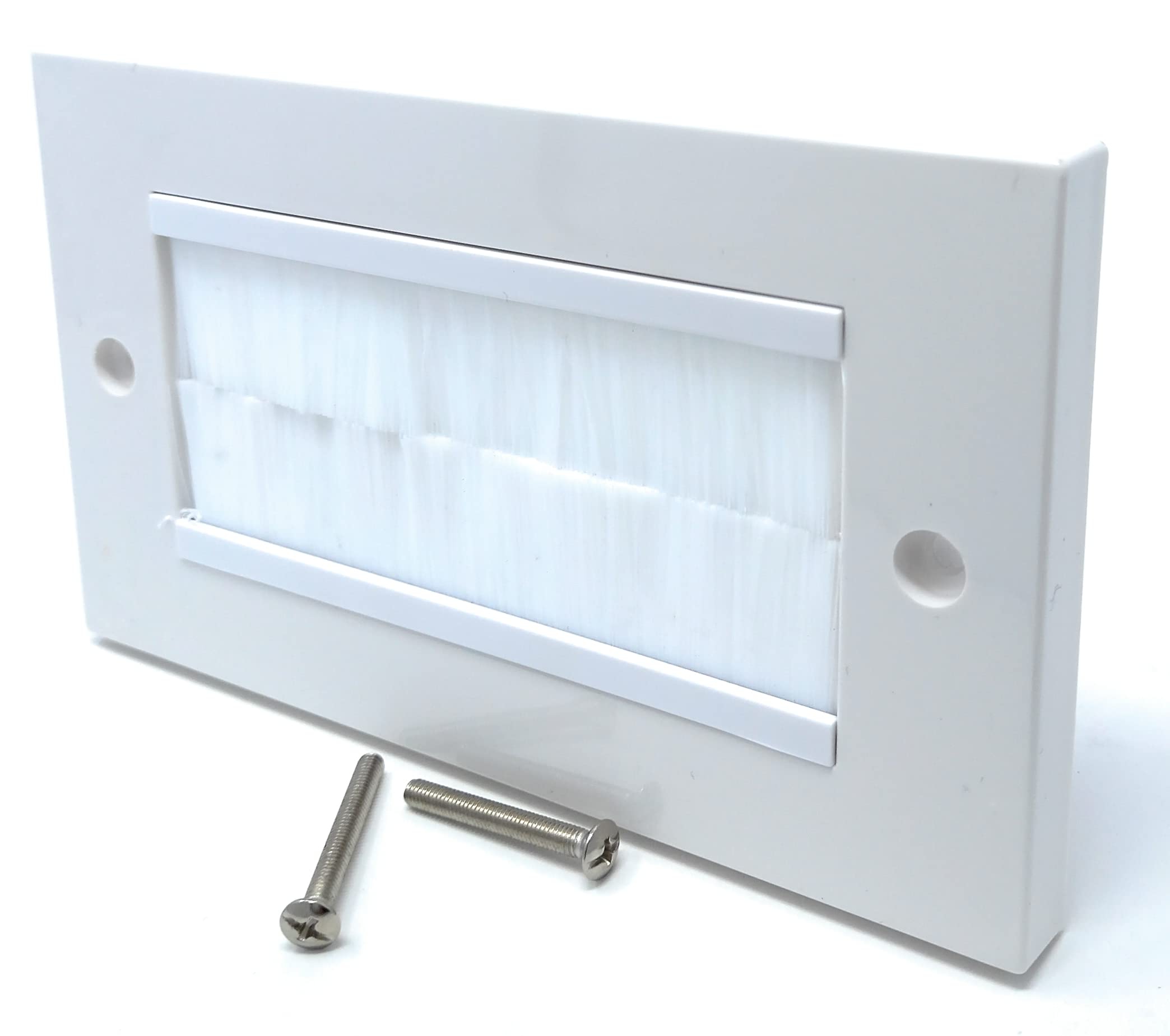 White Brush Plate Faceplate Wall Mounted Installation Tidy Cable Pass Through Insert for Wires and Cable Access