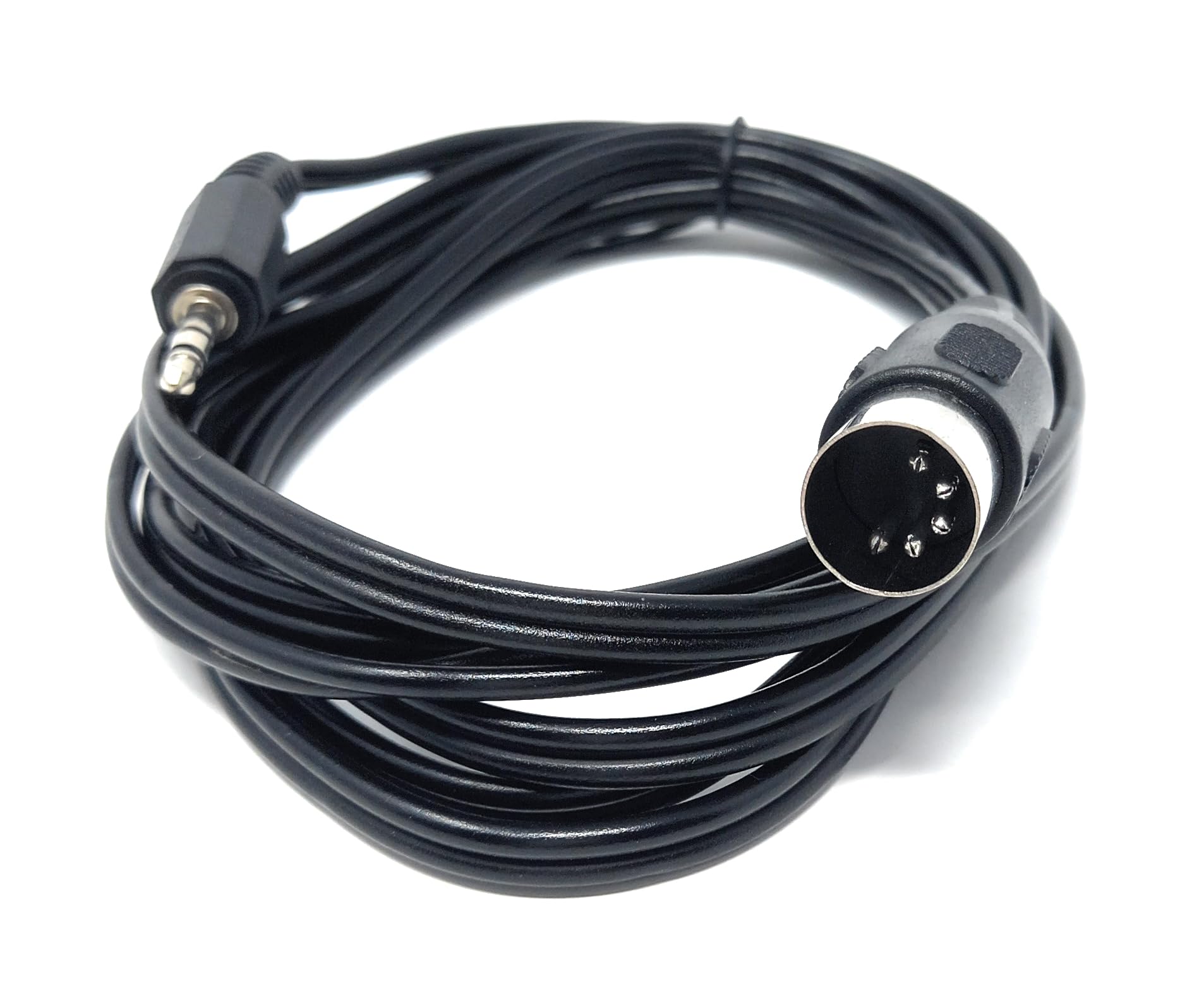 DRUT 3.5mm Stereo Jack Plug to 5 Pin Midi Din Male AUX Audio Cable, Midi Pins 2, 3, 5 are Connected