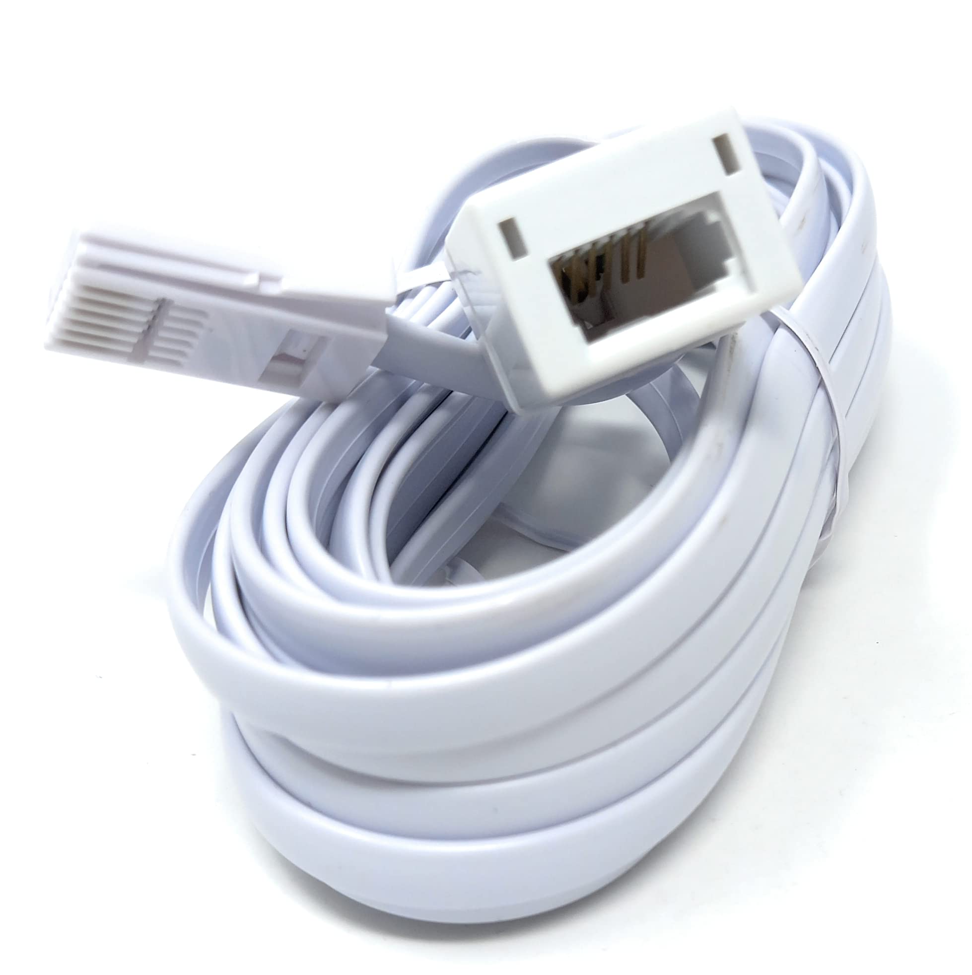DRUT BT Telephone Flat Extension Cable (631a) 28AWG Lead Wire, 6 Pin Core, BT Male to BT Female, Jack to Socket
