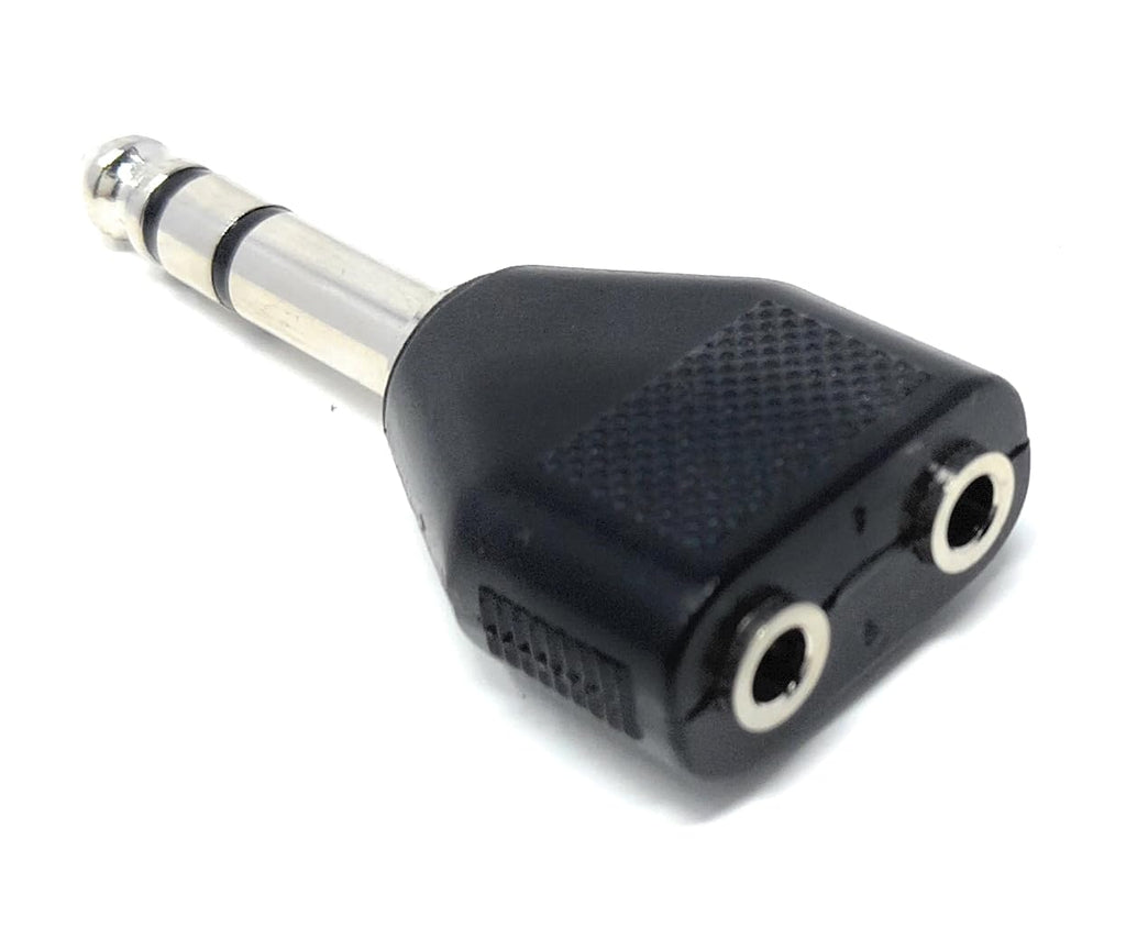 DRUT 2 x 3.5mm Mono Jack Sockets to 1 x 6.35mm Stereo Jack Plug Y Splitter Audio Adapter