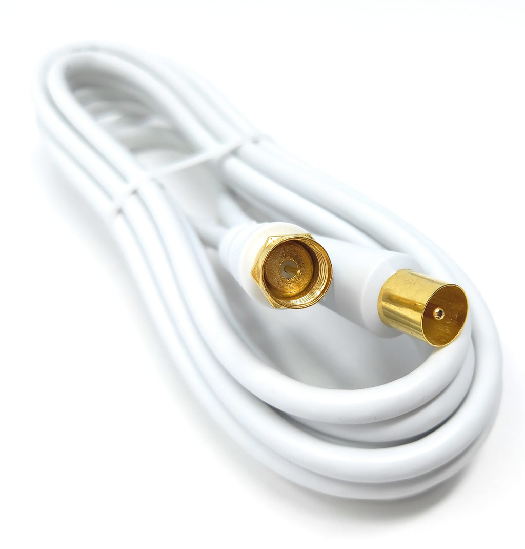 DRUT RF TV Aerial Male to F Type Connector Male Plug Coaxial Coax Cable, Lead, 75 Ohm, 3C-2V