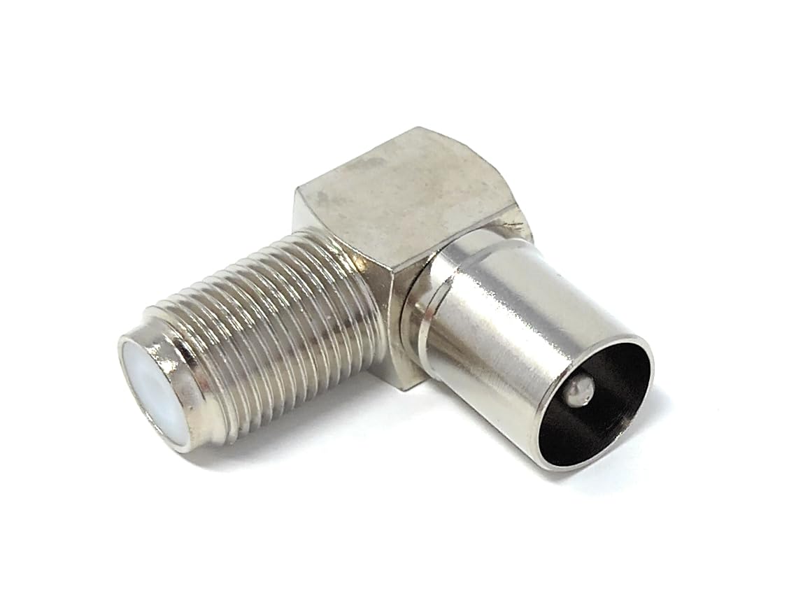 DRUT F Type Screw Female to TV RF Male Jack Satellite Right Angle Adapter