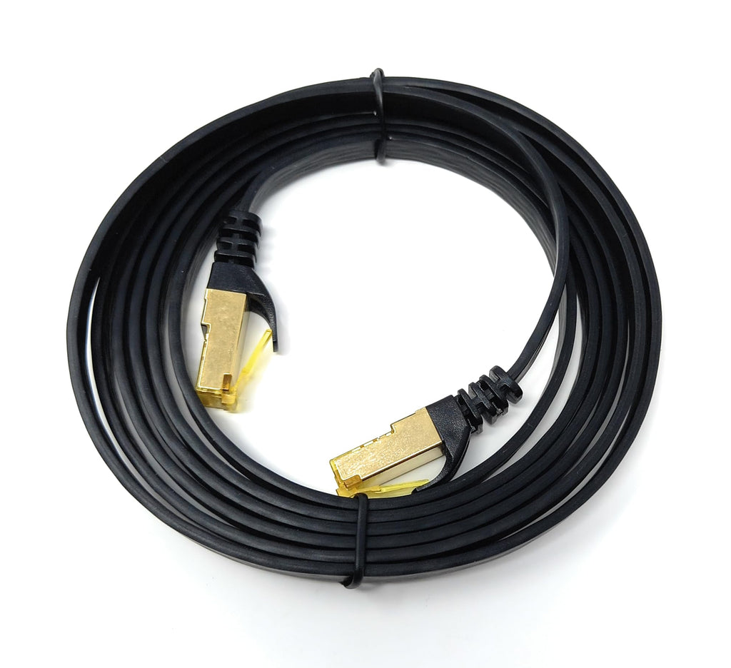 DRUT CAT7 Flat FTP Shielded 600MHz 10Gbps Ethernet LAN RJ45 Cable Gold Plated Switch Router Modem Access Point Lead
