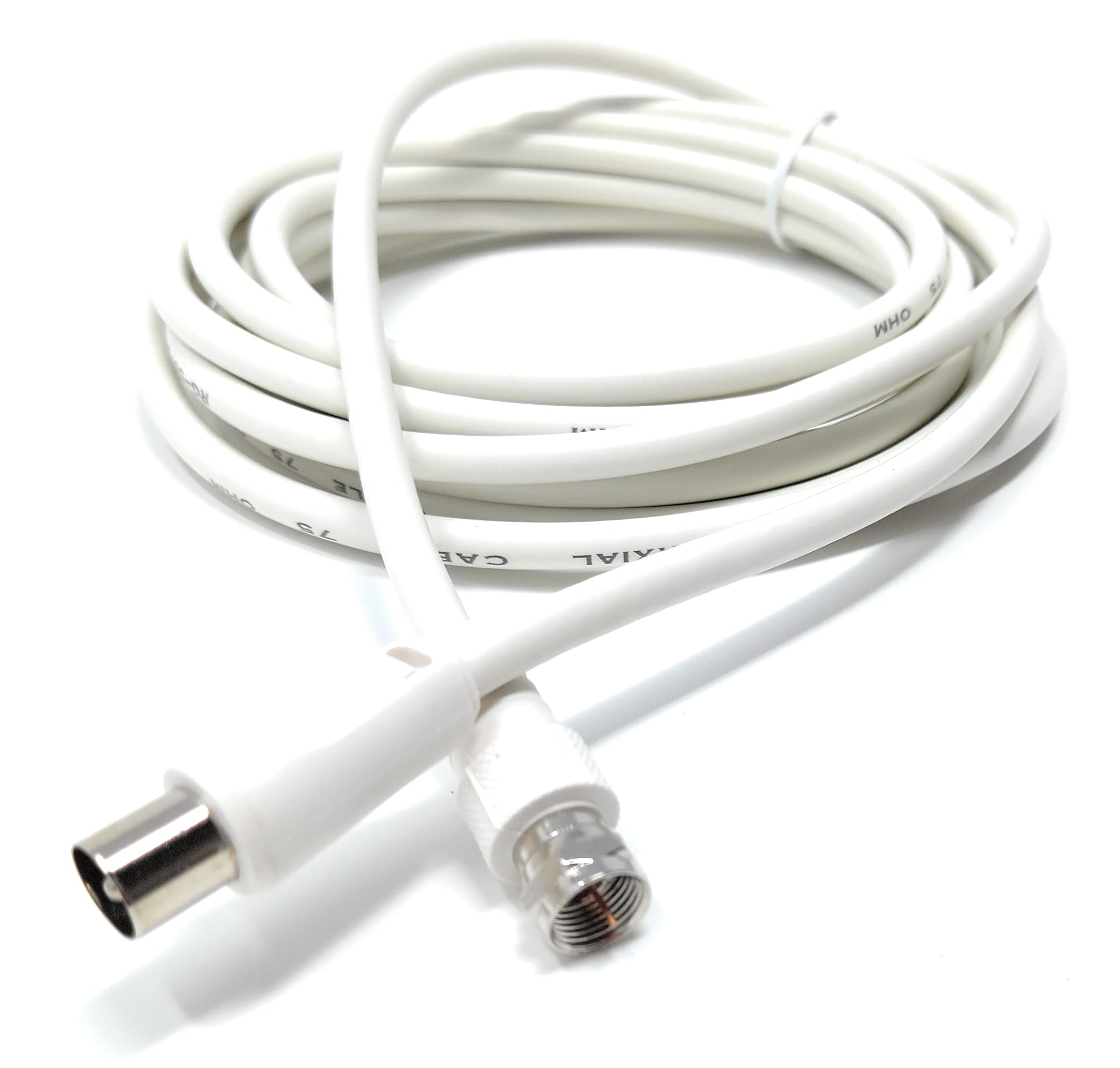 DRUT RF TV Aerial Male to F Type Connector Male Plug Coaxial Coax Cable, Lead, 75 Ohm, 3C-2V