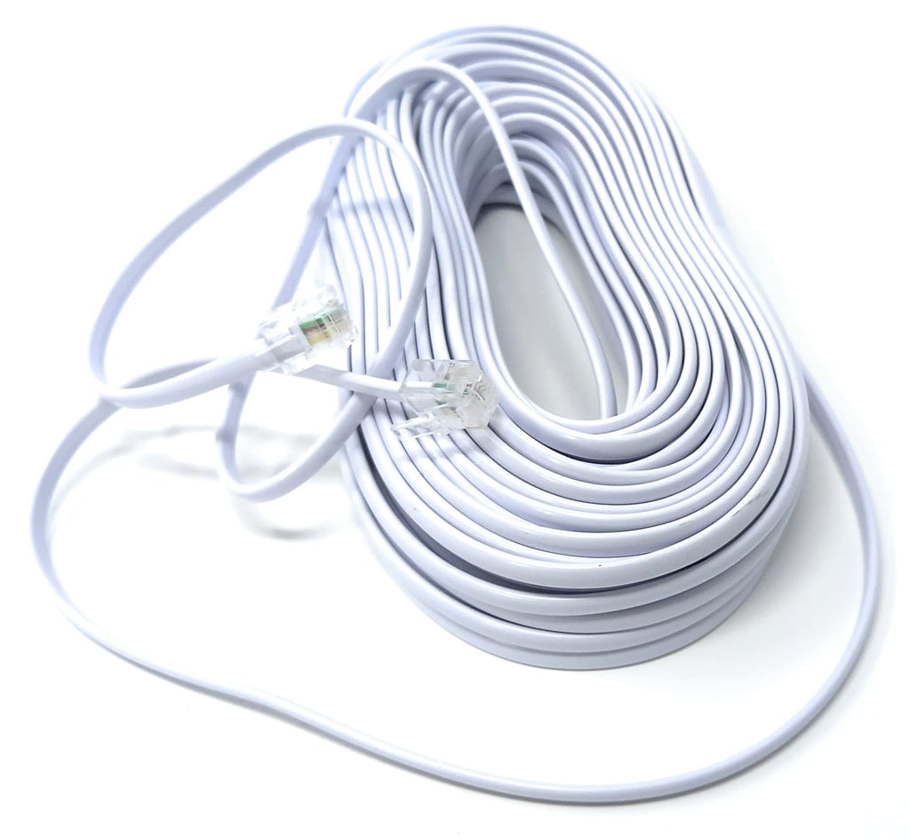 DRUT RJ11 to RJ11 Telephone Landline Cable ADSL (6P4C) Flat Lead High Speed BT Internet Broadband Male to Male Router, Modem, Phone Extension Wire