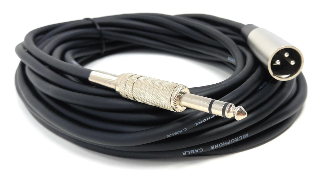 DRUT Stereo 6.35mm Jack to XLR Male 3 Pin Screened, Balanced, Flexible Audio Cable XLR Male to 1/4 TRS Stereo Cord for Pro HiFi, Guitar, Music Instrument, Microphone Lead
