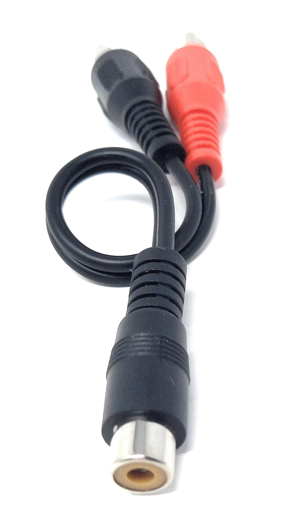 DRUT Single RCA Socket to 2 x RCA Phono Plugs Splitter Converter Audio Cable Adapter, (1 Female to 2 x Male)