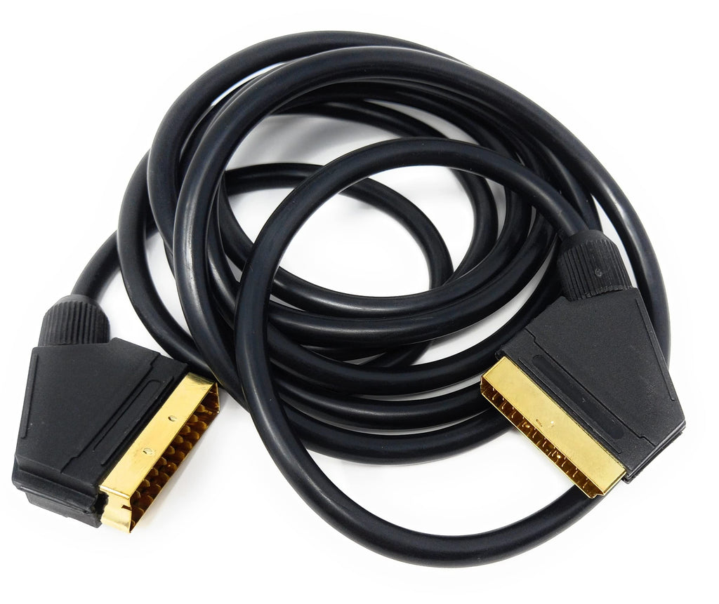 DRUT Scart to Scart Cable Lead, 21 Pin Male to Male (Plug to Plug) RGB Cord for TV, VCR, DVD Player Gold Plated