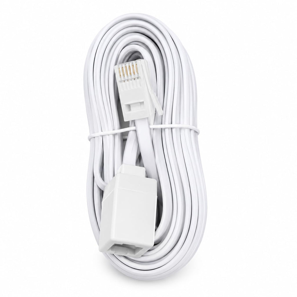 DRUT BT Telephone Flat Extension Cable (631a) 28AWG Lead Wire, 6 Pin Core, BT Male to BT Female, Jack to Socket