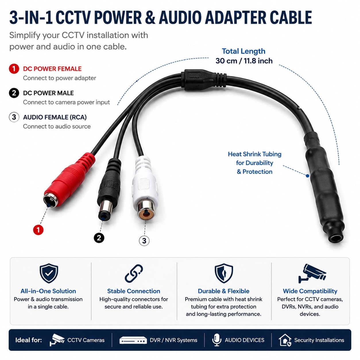 DRUT Mini CCTV Audio Microphone, High Sensitivity Security Audio Pickup Mic for CCTV Camera, DVR Surveillance and Monitoring Systems