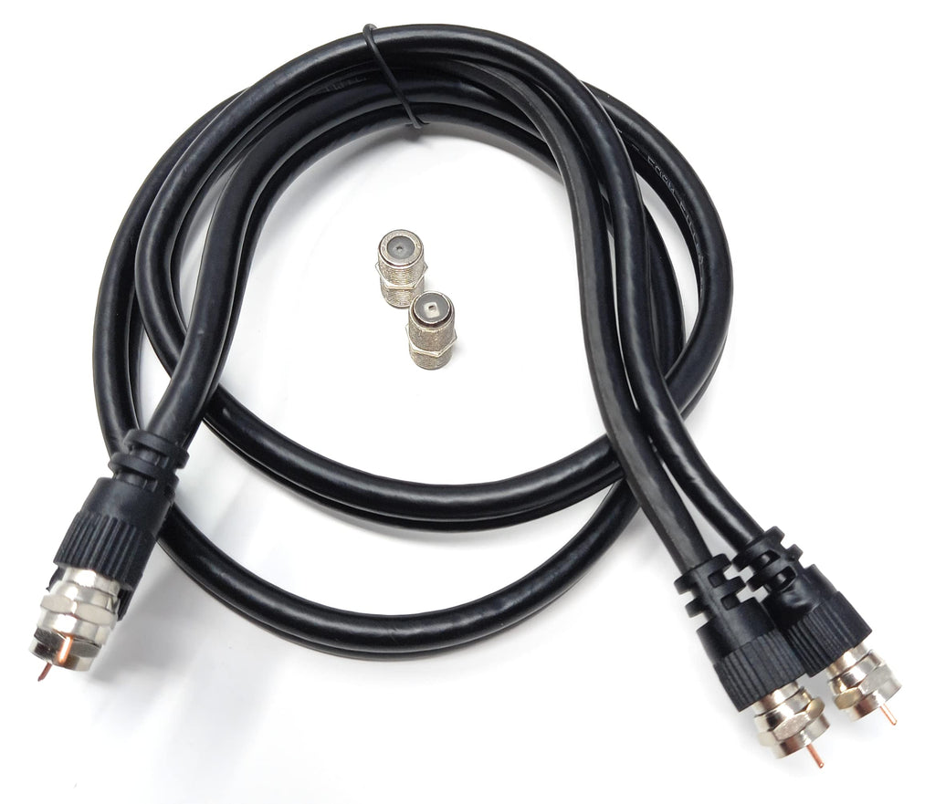 DRUT Twin Shotgun Satellite Moulded F-Type Plug to Socket RG6 Coaxial Extension Antenna Cable Lead With F-Type Couplers