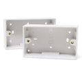 2 Gang Surface Mount Back Box – White Pattress 147mm x 86mm x 32mm, Durable Electrical & Network Faceplate Mounting Box