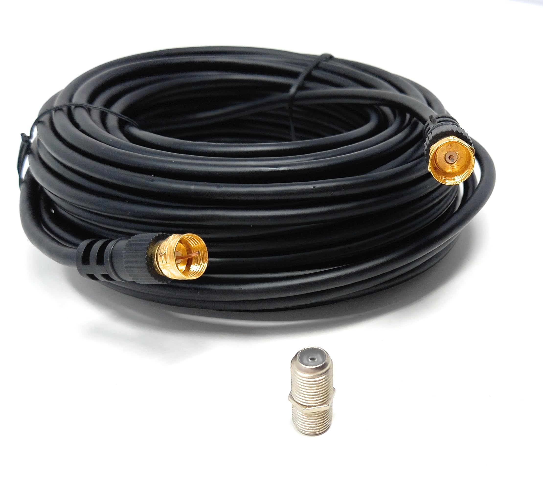 DRUT F-Type Connector TV RG6 Cable With (F-Type Female Coupler) Compatible With STB, Dish TV, Satellite, Antenna Coax Cable Lead