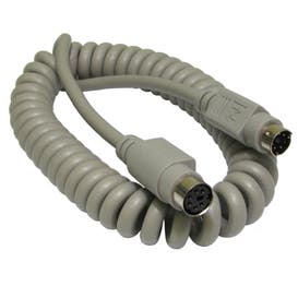 Coiled 6 Pin Mini DIN PS/2 Extension Cable 2m