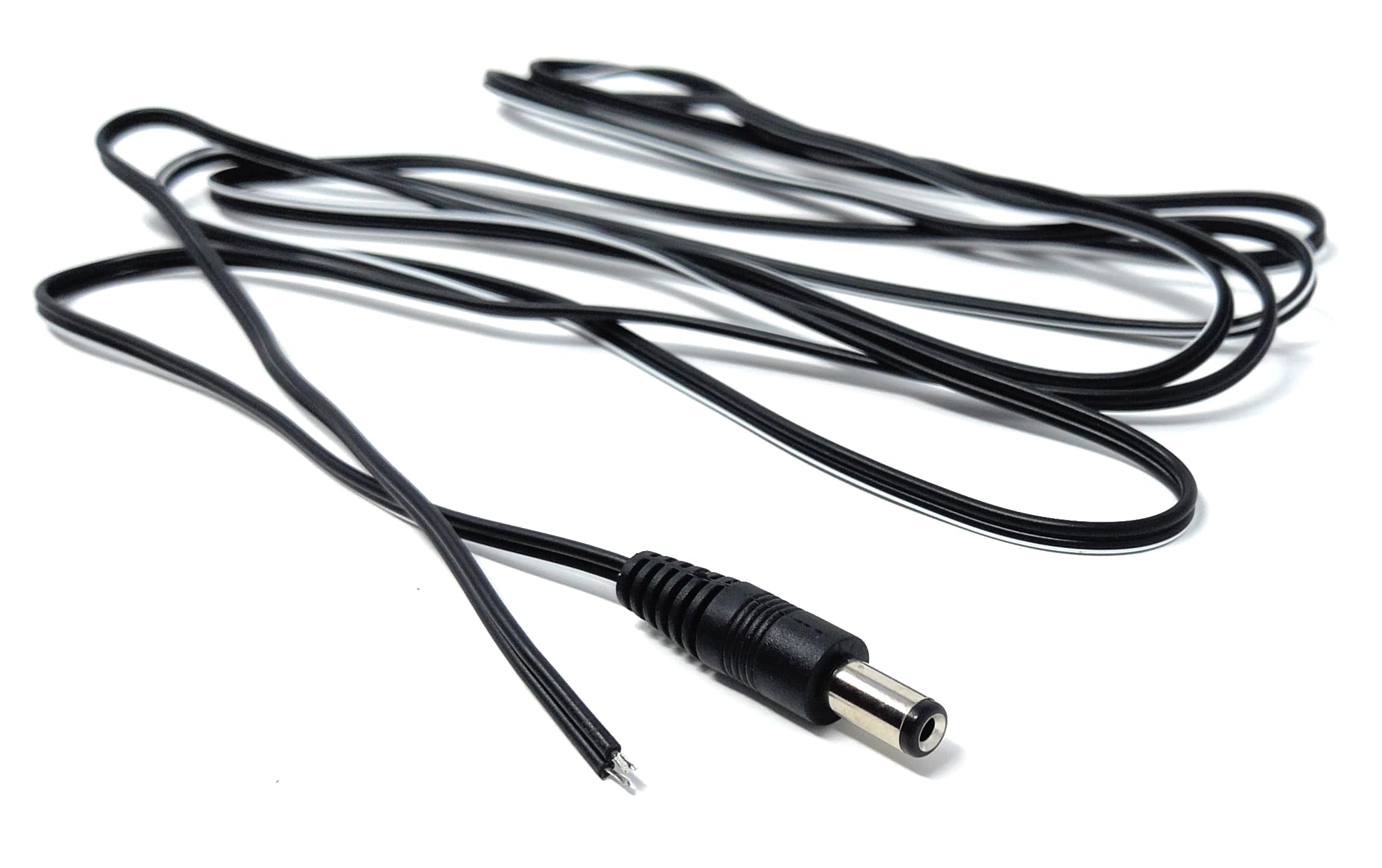 2.1mm x 5.5mm Male DC Plug to Bare Ended Power Cable Compatible With CCTV, LED Lights, Music Instruments, Solar Panels