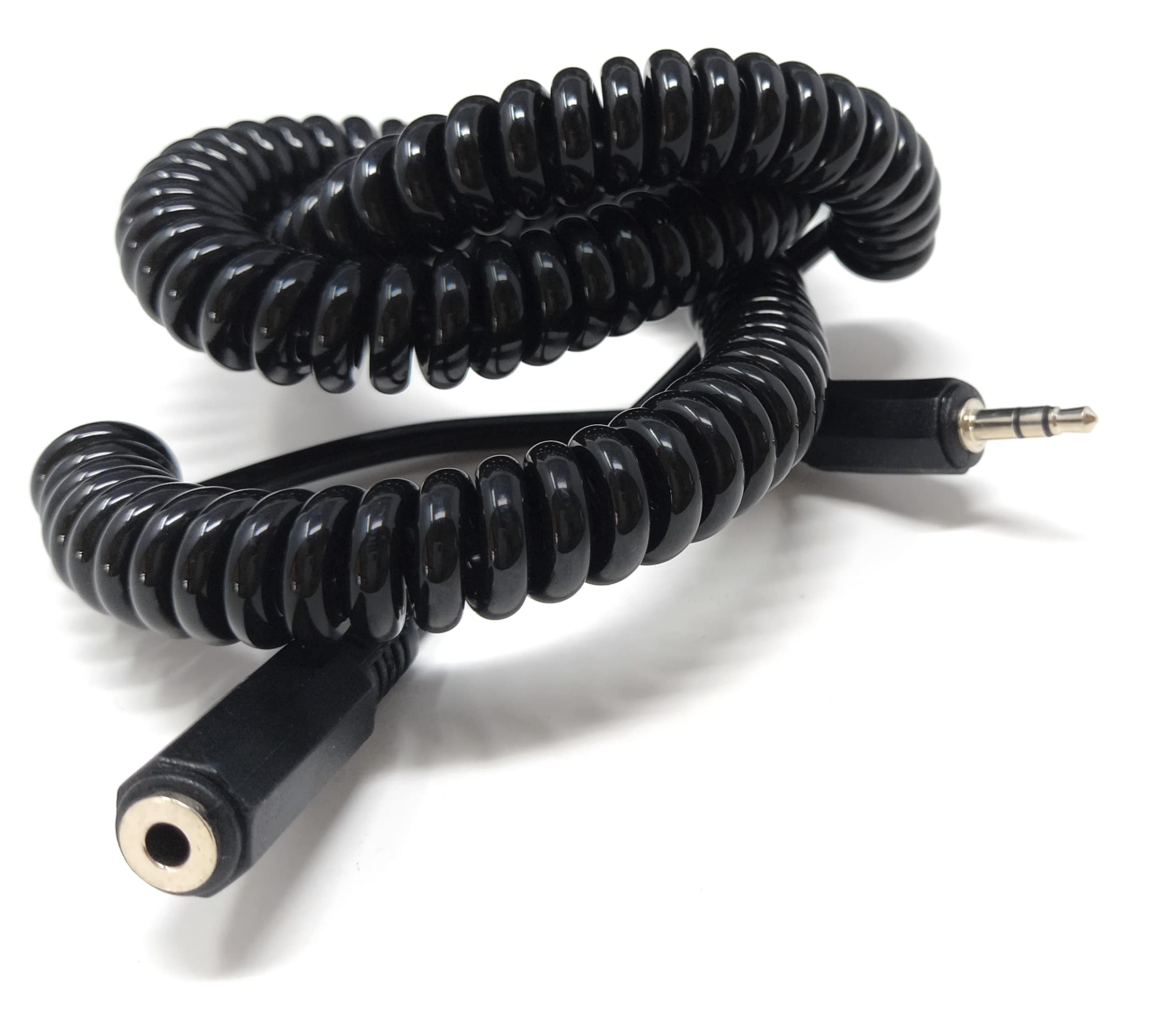 DRUT 3.5mm Stereo Jack to 3.5mm Socket Headphone, Speaker, HI-FI Extension Coiled Cable Lead