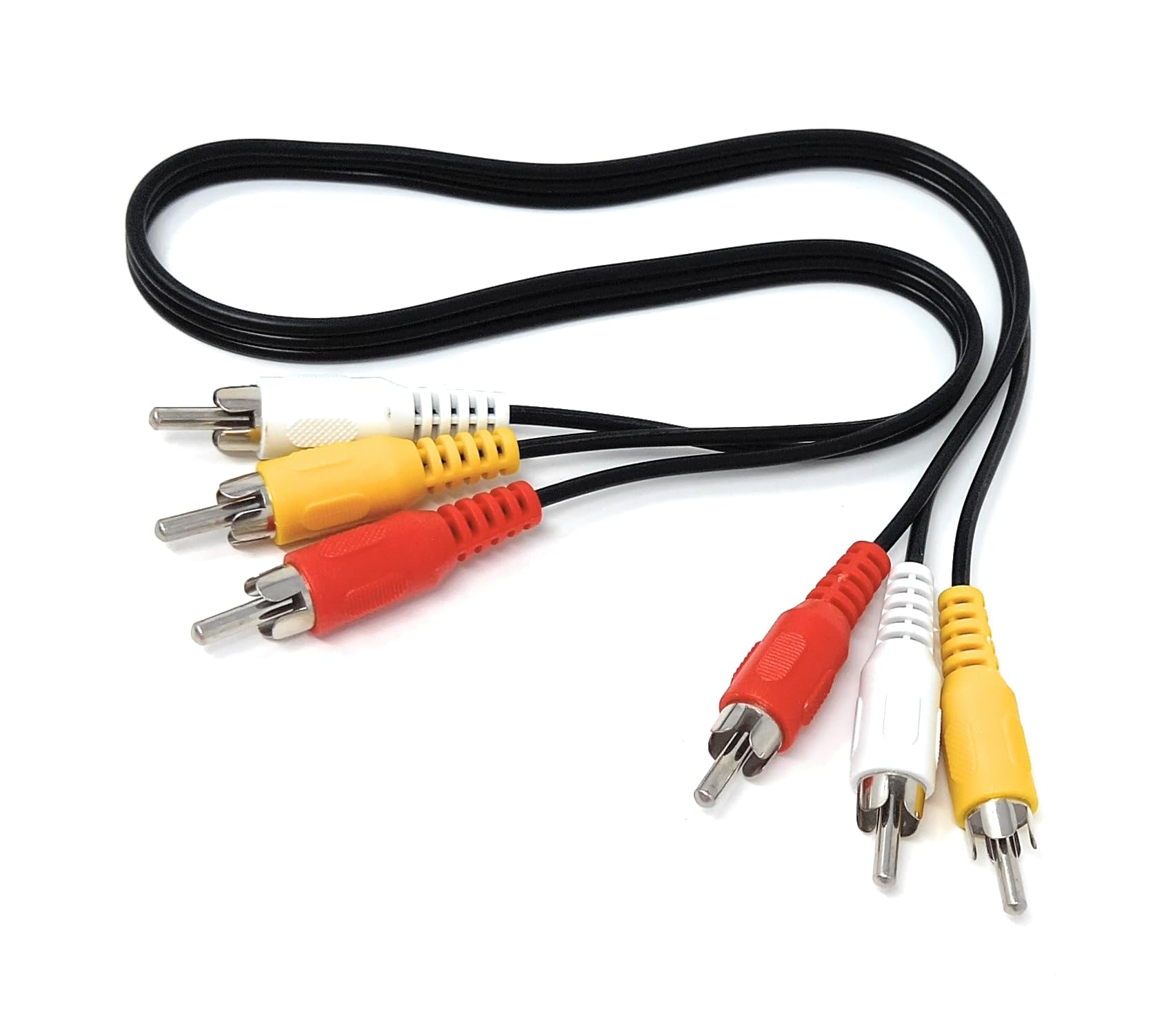 DRUT Triple 3 x RCA to RCA Phono Plugs to Plugs Composite, Audio Video Male to Male Cable Lead Nickel Contacts