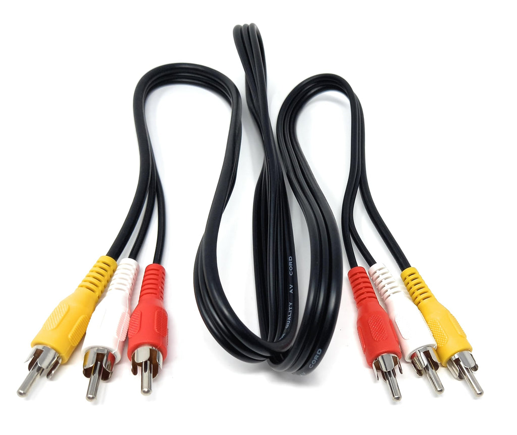 DRUT Triple 3 x RCA to RCA Phono Plugs to Plugs Composite, Audio Video Male to Male Cable Lead Nickel Contacts
