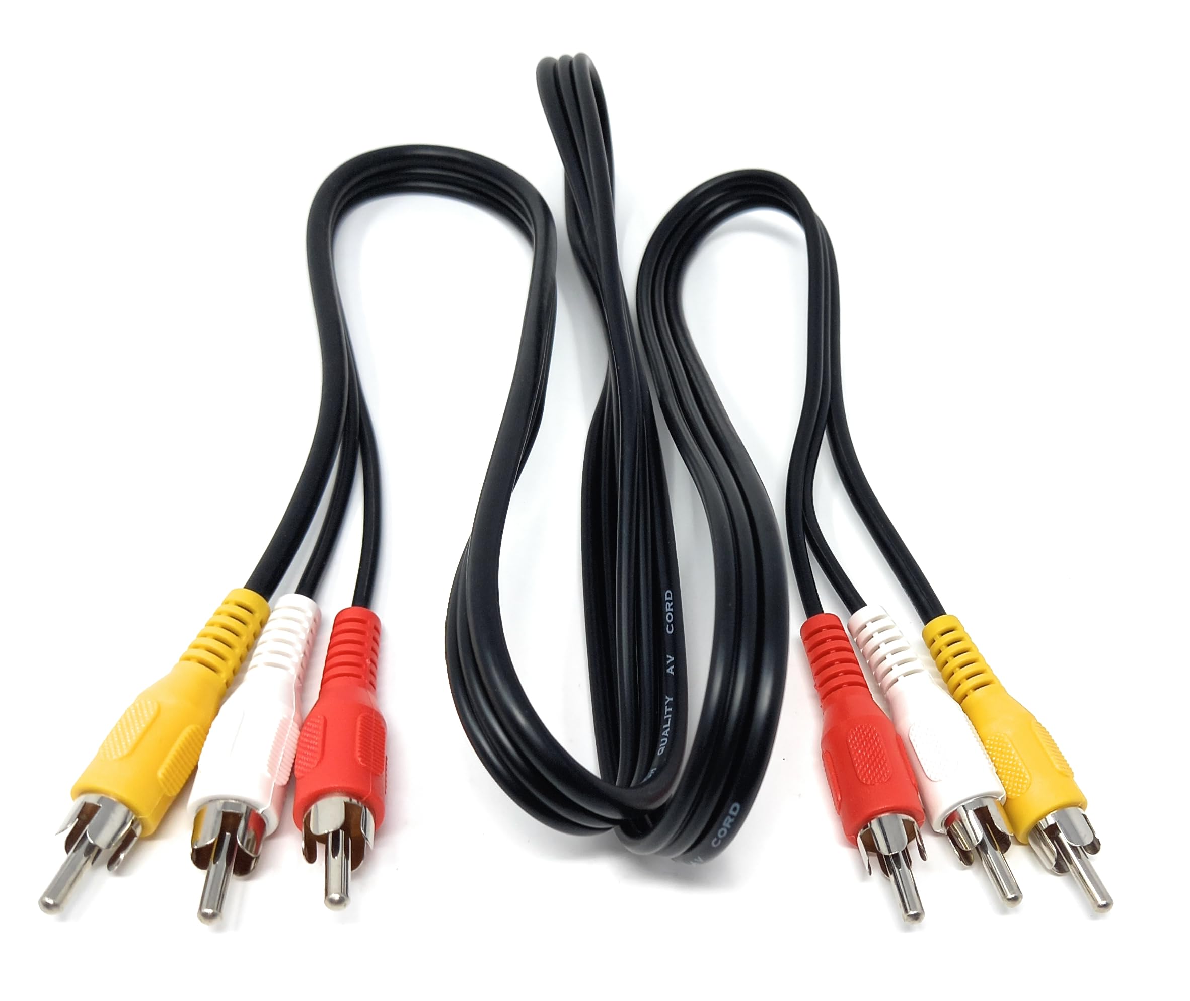DRUT Triple 3 x RCA to RCA Phono Plugs to Plugs Composite, Audio Video Male to Male Cable Lead Nickel Contacts