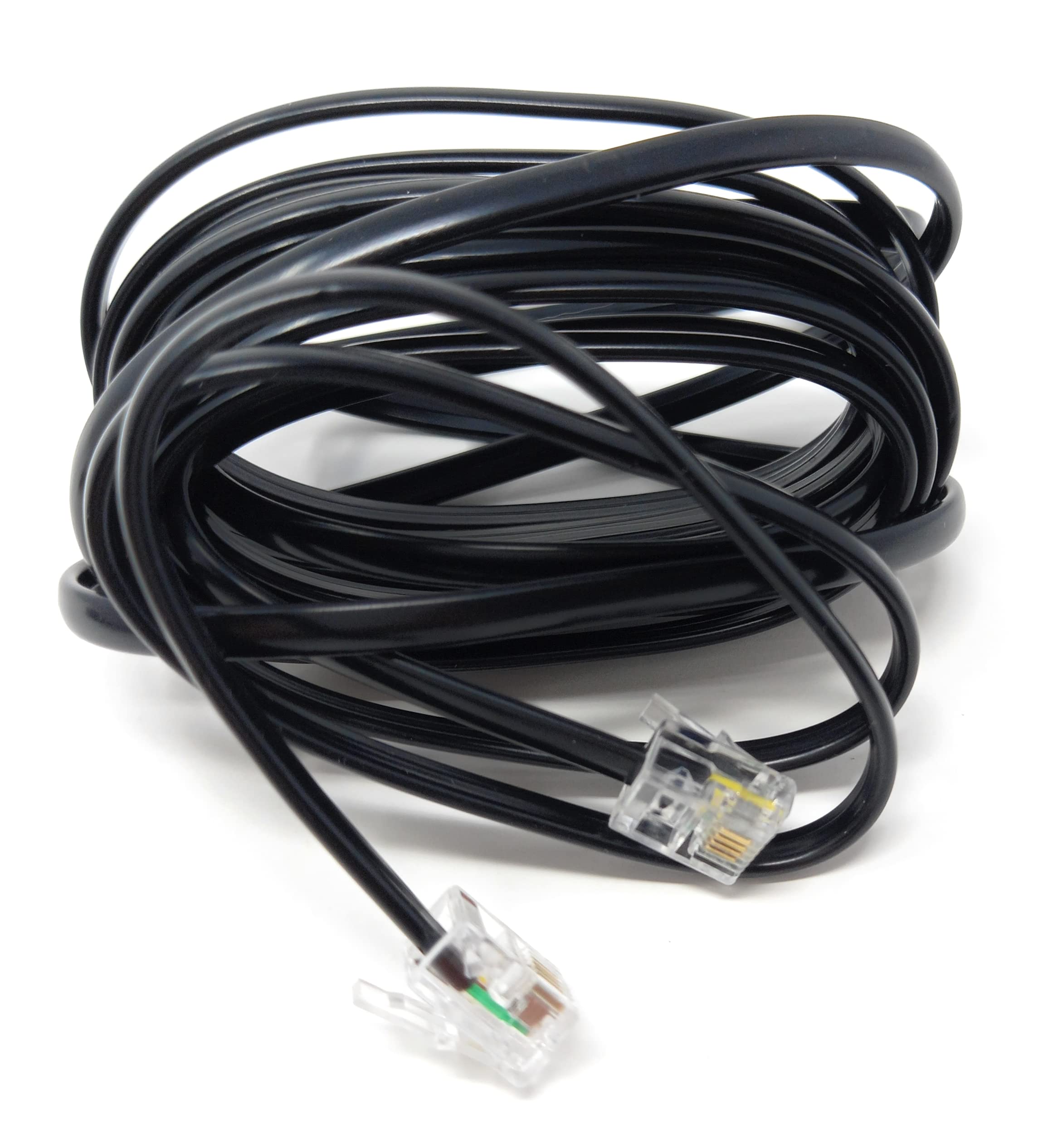 DRUT RJ11 to RJ11 Telephone Landline Cable ADSL (6P4C) Flat Lead High Speed BT Internet Broadband Male to Male Router, Modem, Phone Extension Wire