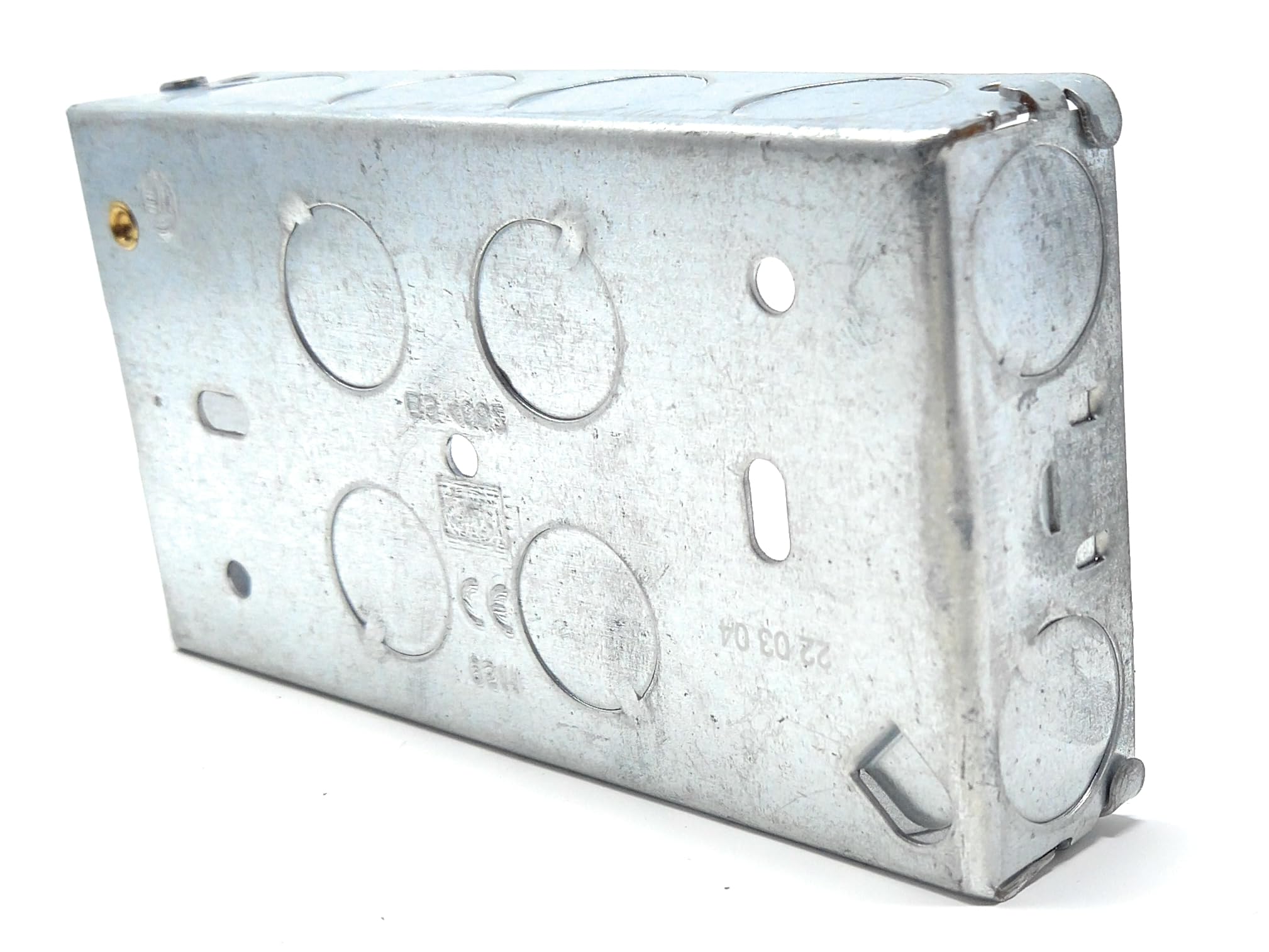 2 Gang Metal Surface Mount Back Box Pattress Box (25mm Deep) Fitted With Earth Terminals
