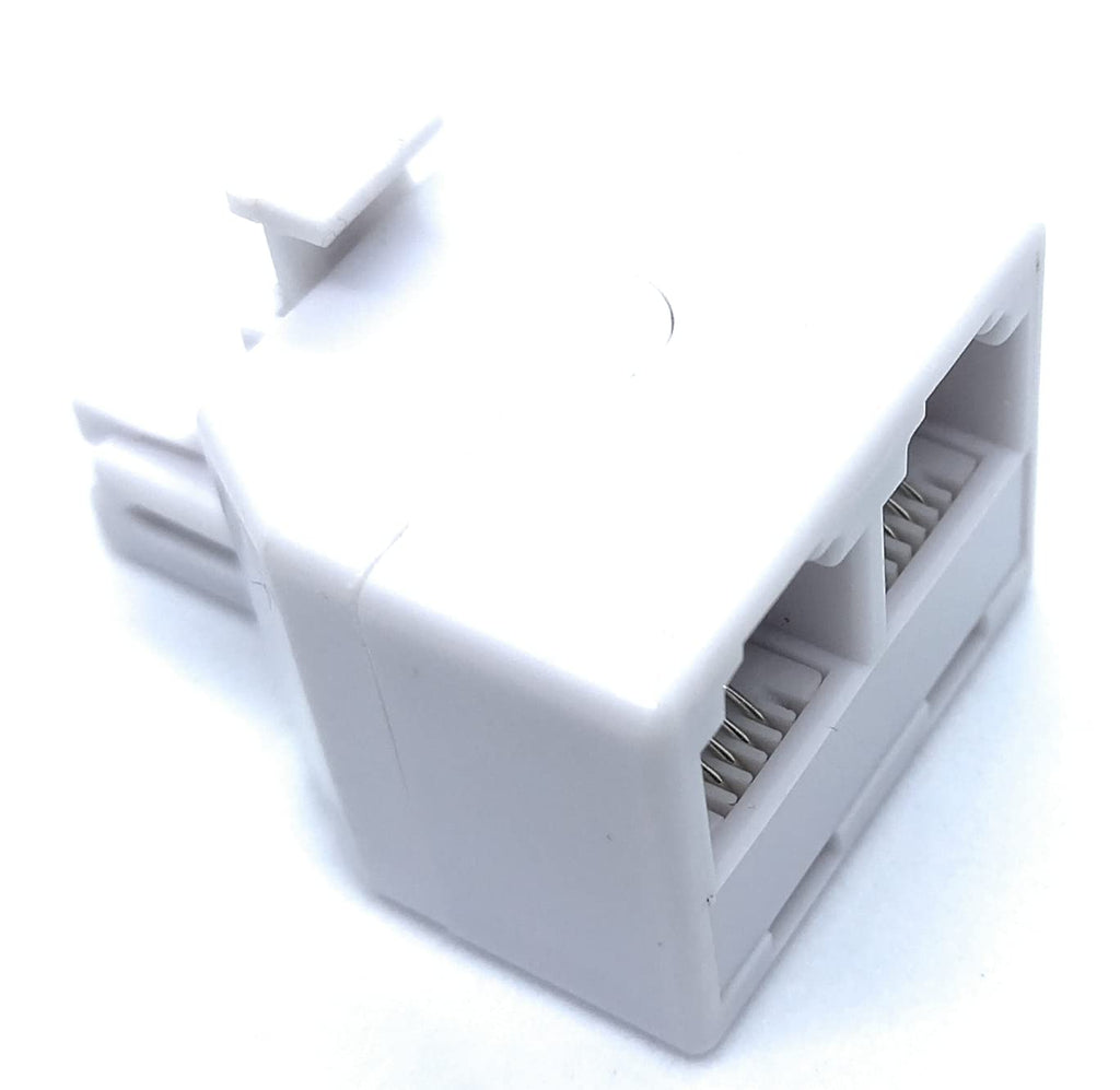 DRUT RJ11 Plug to 2 Way RJ11 Sockets Adapter Dual Cable Splitter, 4 Wires, 4P4C