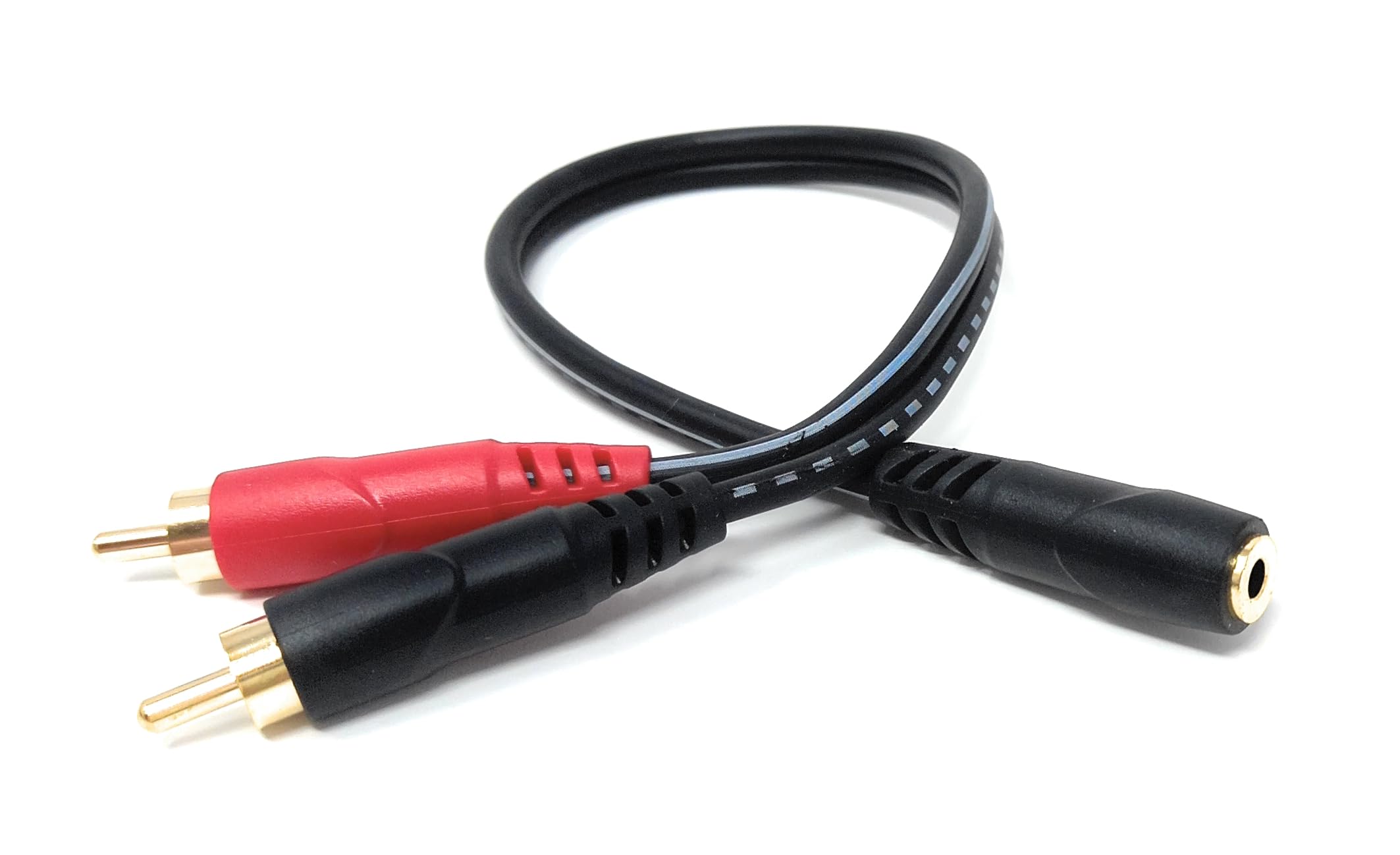 DRUT 3.5mm Stereo Jack Socket to 2x RCA Phono Plug – Audio Y Splitter Adapter Cable for AUX Devices, Speakers, Amplifiers, Headphones, HiFi Systems