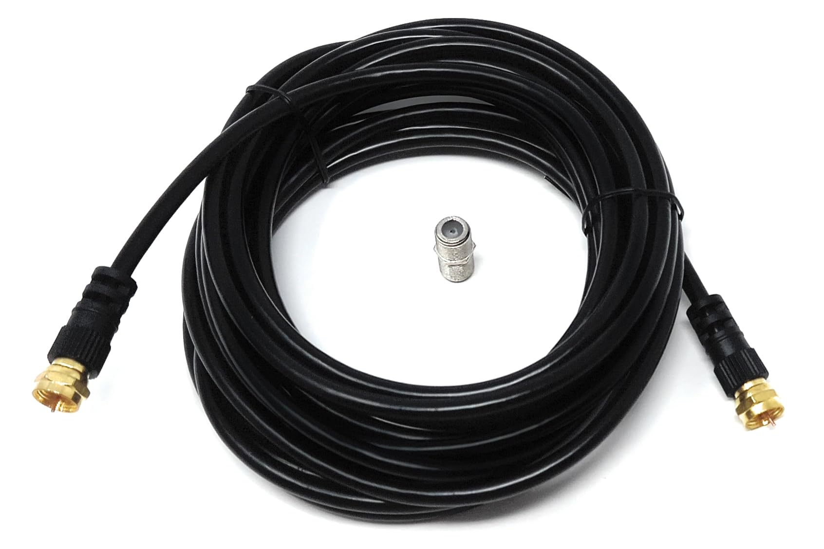 DRUT F-Type Connector TV RG6 Cable With (F-Type Female Coupler) Compatible With STB, Dish TV, Satellite, Antenna Coax Cable Lead