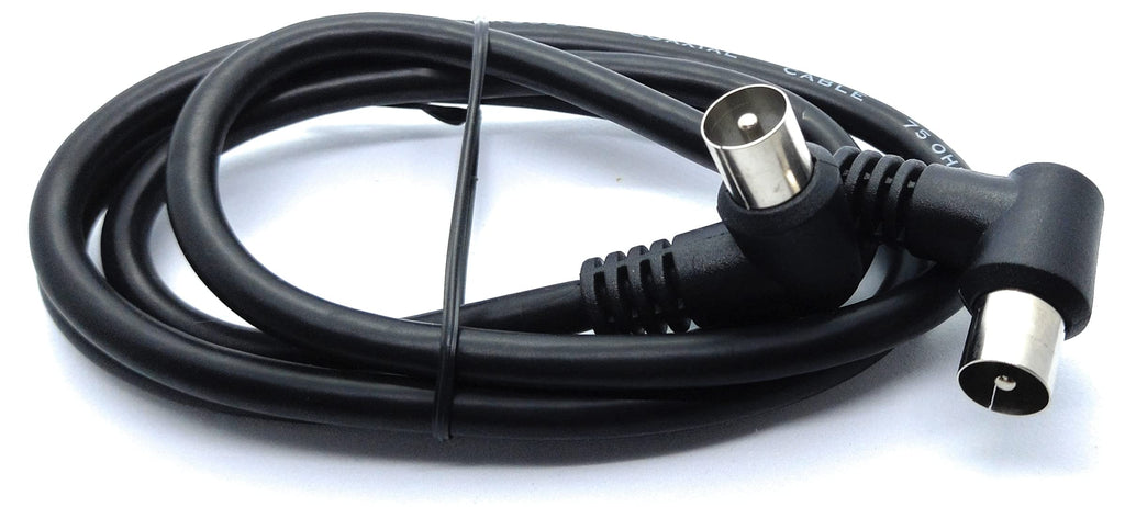 DRUT TV RF Right Angle 90' Male Plug to Male Plug Coaxial TV Freeview Cable Lead 75 Ohm
