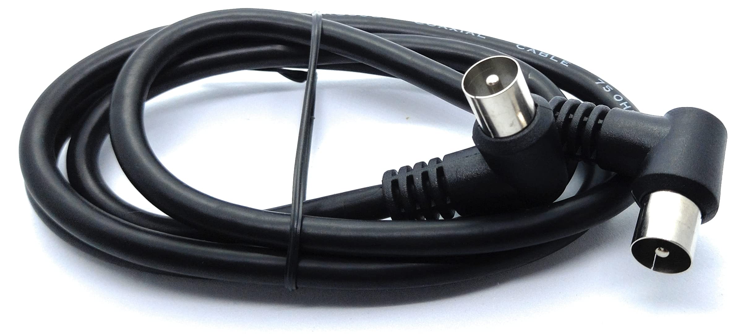 DRUT TV RF Right Angle 90' Male Plug to Male Plug Coaxial TV Freeview Cable Lead 75 Ohm