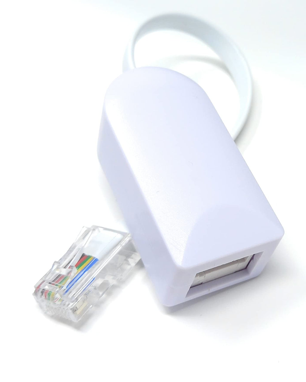 DRUT BT Socket to RJ45 Plug PABX (6P6C) Leaded Telephone Cable Adapter, White