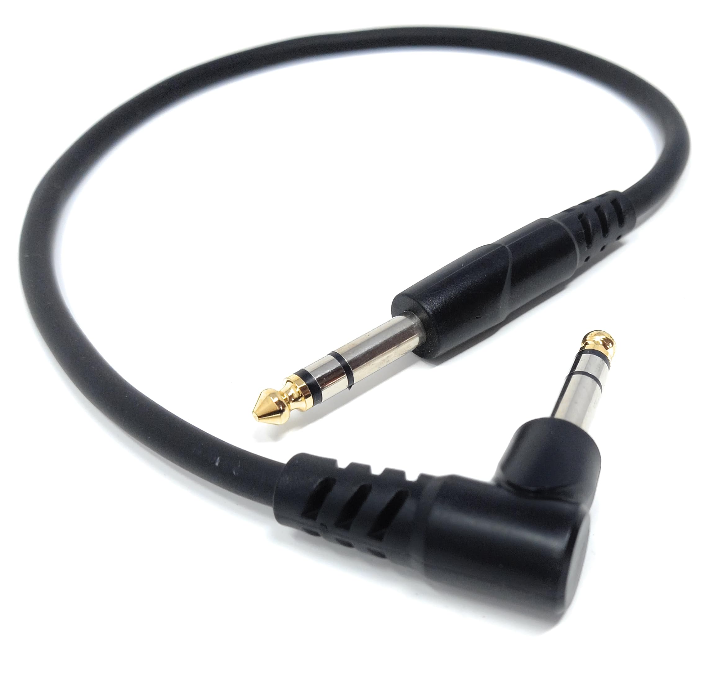 DRUT 6.35mm 1/4" Stereo TRS Male Jack to Right Angled Male Jack, Audio, Music Instrument, Flexible Cable Lead