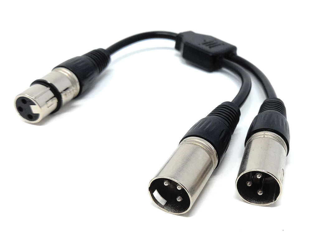 DRUT 25cm 1 x XLR Socket to 2 x XLR Plug XLR Splitter, 1 x Male to 2 x Female Adapter Cable Lead