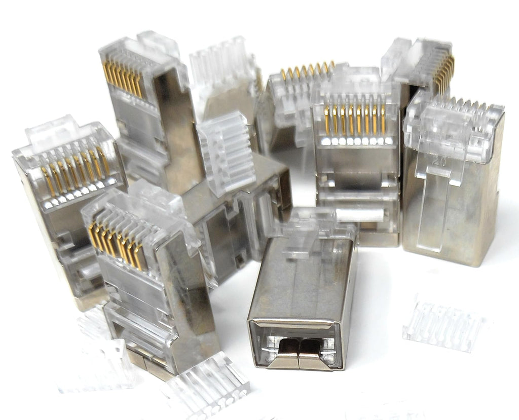 DRUT 10pcs Cat6 RJ45 LAN Crimps Ends Shielded STP Connectors (10 of Pack)