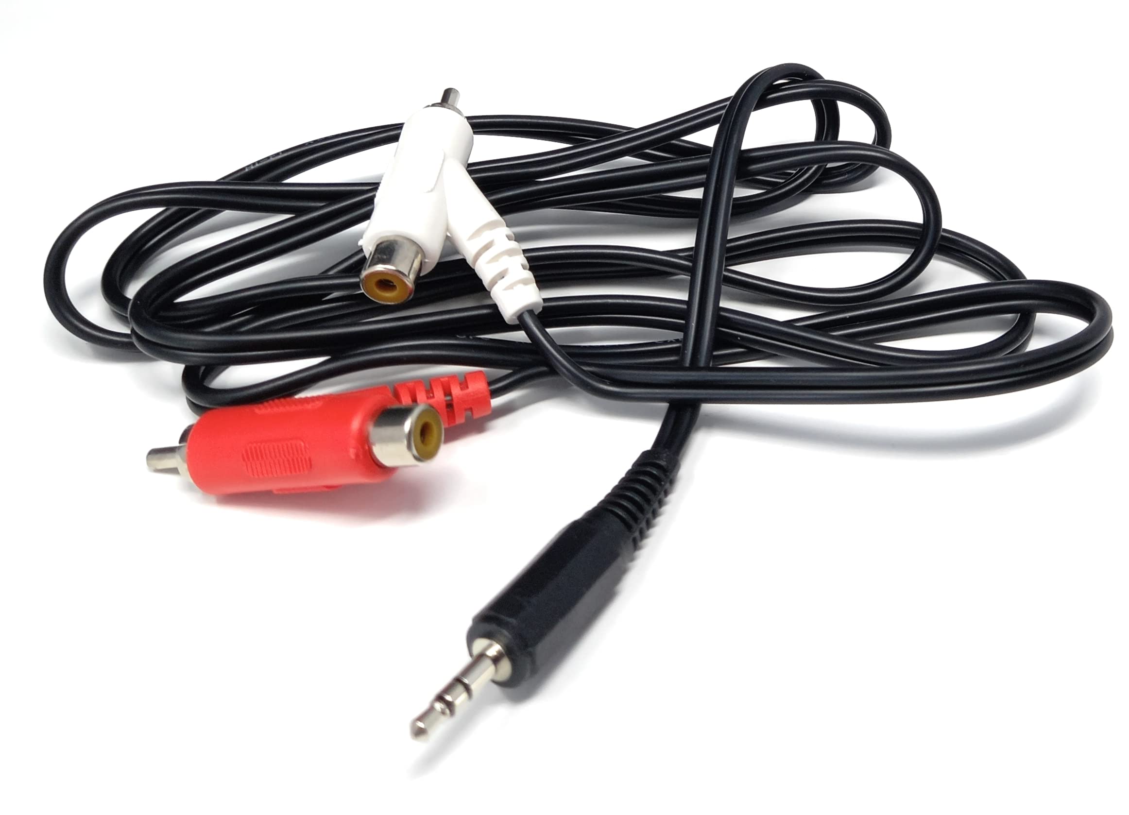 DRUT 3.5mm mini Stereo Jack Plug to 2x Stackable Male & Female RCA Phono Plugs Audio Lead Cable
