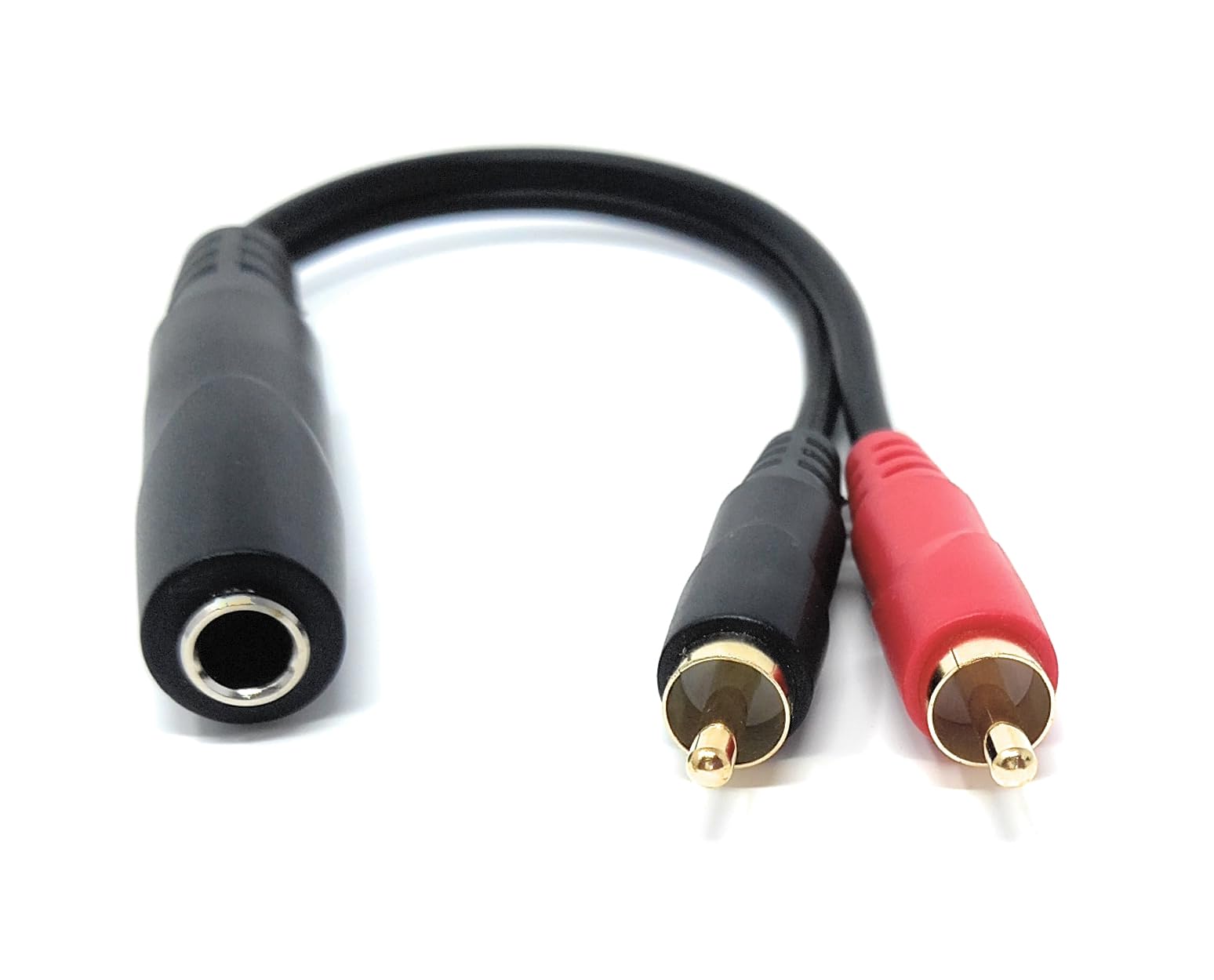 DRUT 6.35mm to 2 x RCA Splitter Cable, 6.35 TRS Female to Dual RCA Male Stereo Audio Lead for Music Instruments, Mixer (Gold Plated)