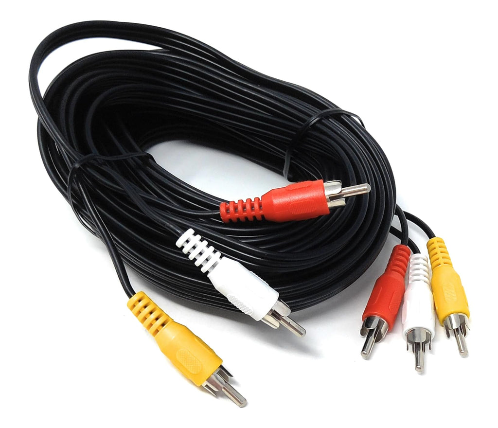 DRUT Triple 3 x RCA to RCA Phono Plugs to Plugs Composite, Audio Video Male to Male Cable Lead Nickel Contacts