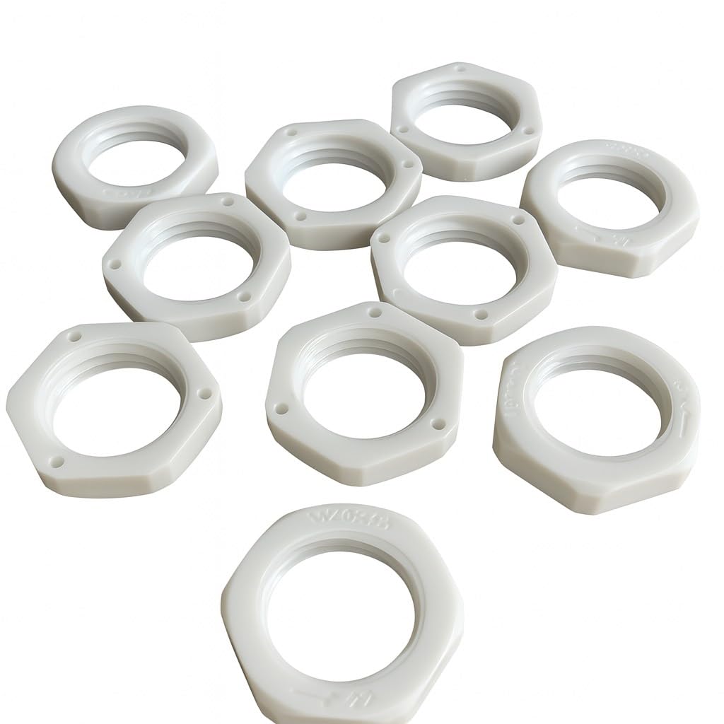 M16 16mm Nylon Locknut (Polyamide), Lightweight Durable Metric Hex Locking Nuts, Corrosion-Resistant Anti-Loosening Fasteners for Automotive, Electrical & DIY Use, Pack of 10