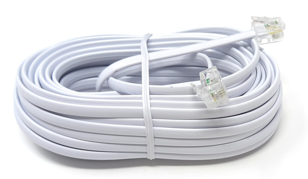 DRUT RJ11 to RJ11 Telephone Landline Cable ADSL (6P4C) Flat Lead High Speed BT Internet Broadband Male to Male Router, Modem, Phone Extension Wire