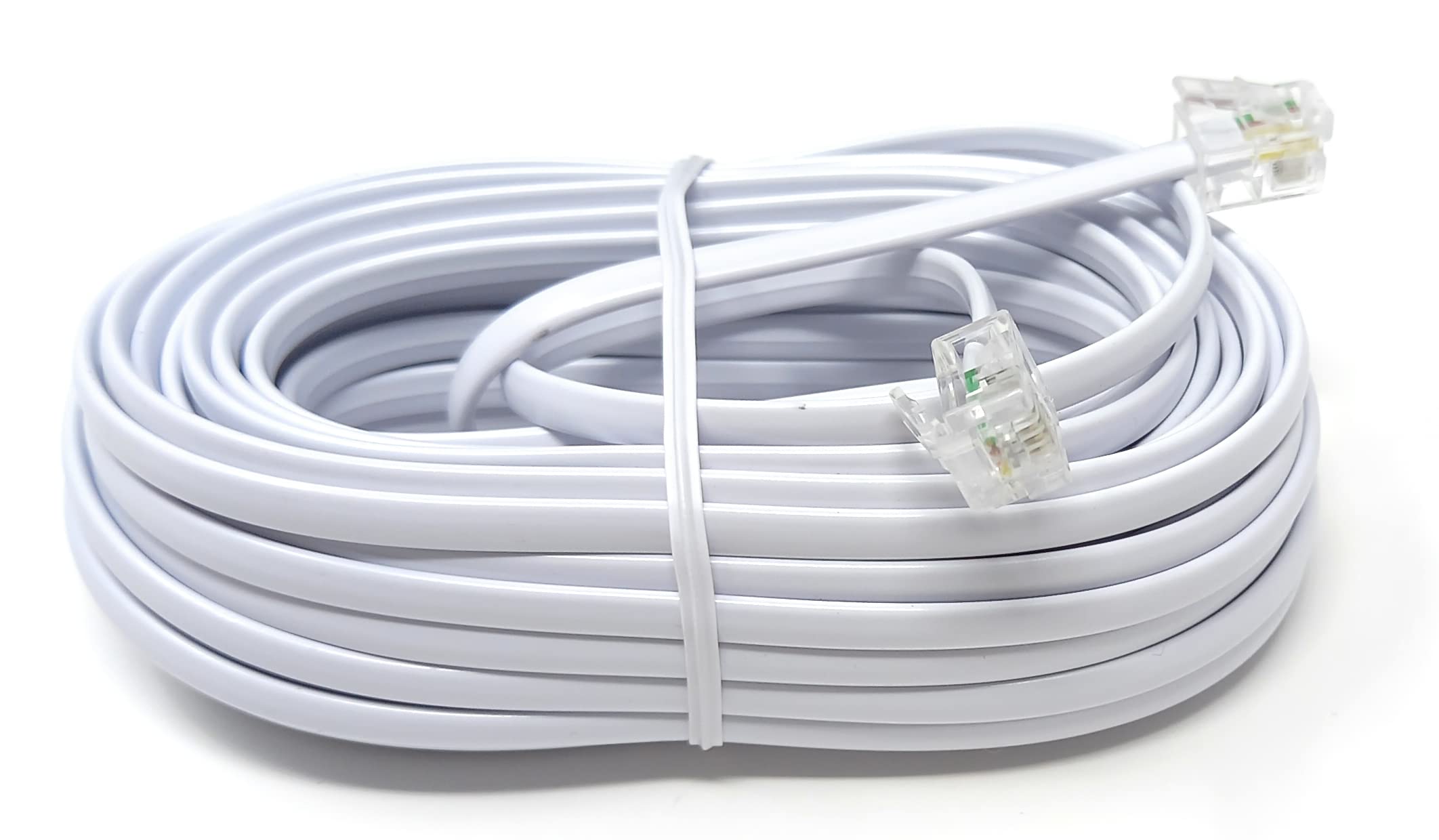 DRUT RJ11 to RJ11 Telephone Landline Cable ADSL (6P4C) Flat Lead High Speed BT Internet Broadband Male to Male Router, Modem, Phone Extension Wire