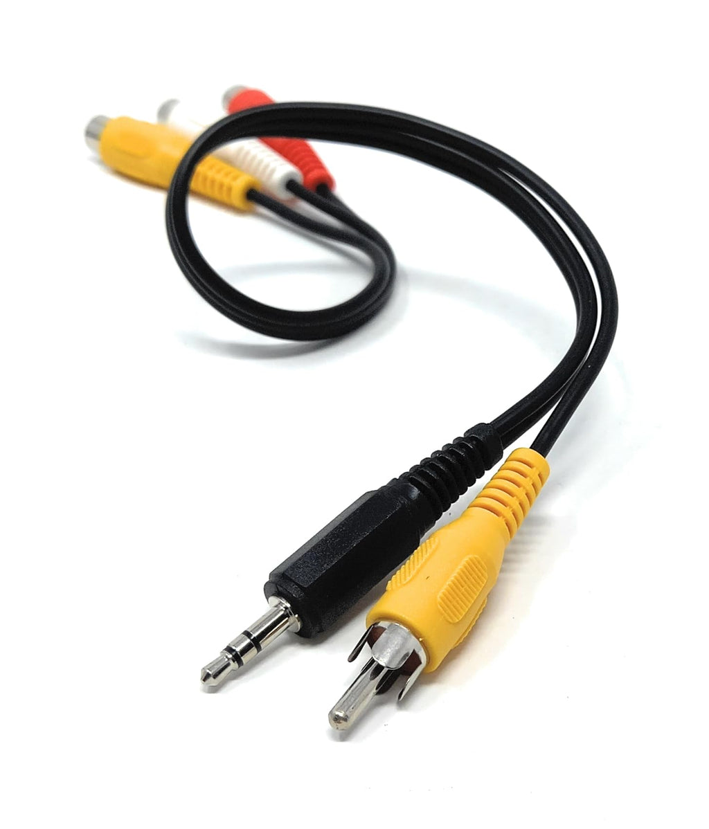 DRUT 30cm 3 x Triple RCA Phono Sockets to 3.5mm Stereo Jack + RCA Phono Plug Audio Video Cable 1ft