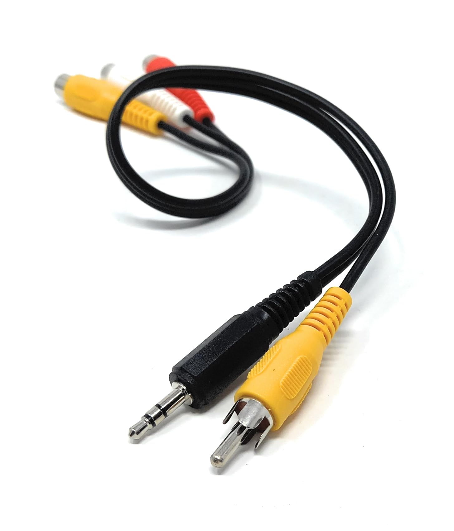 DRUT 30cm 3 x Triple RCA Phono Sockets to 3.5mm Stereo Jack + RCA Phono Plug Audio Video Cable 1ft