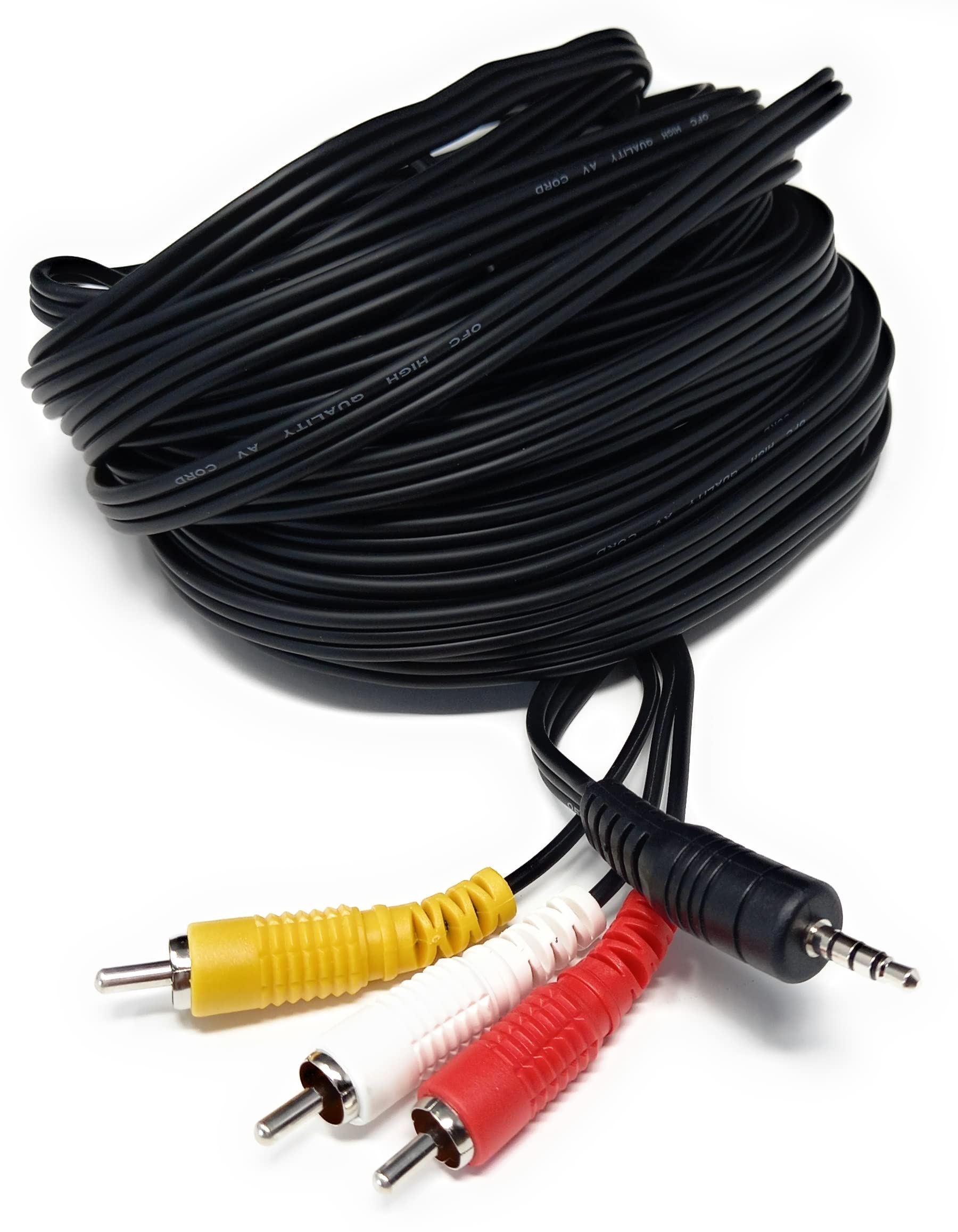 DRUT 3.5mm 4 Pole Jack Plug to 3 x RCA Phono Composite Audio Video AV AUX Lead Cable