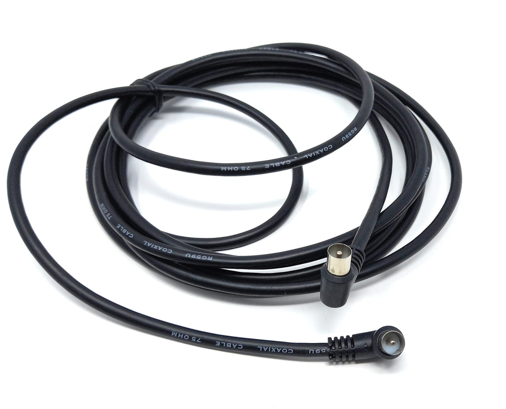 DRUT TV RF Right Angle 90' Male Plug to Male Plug Coaxial TV Freeview Cable Lead 75 Ohm