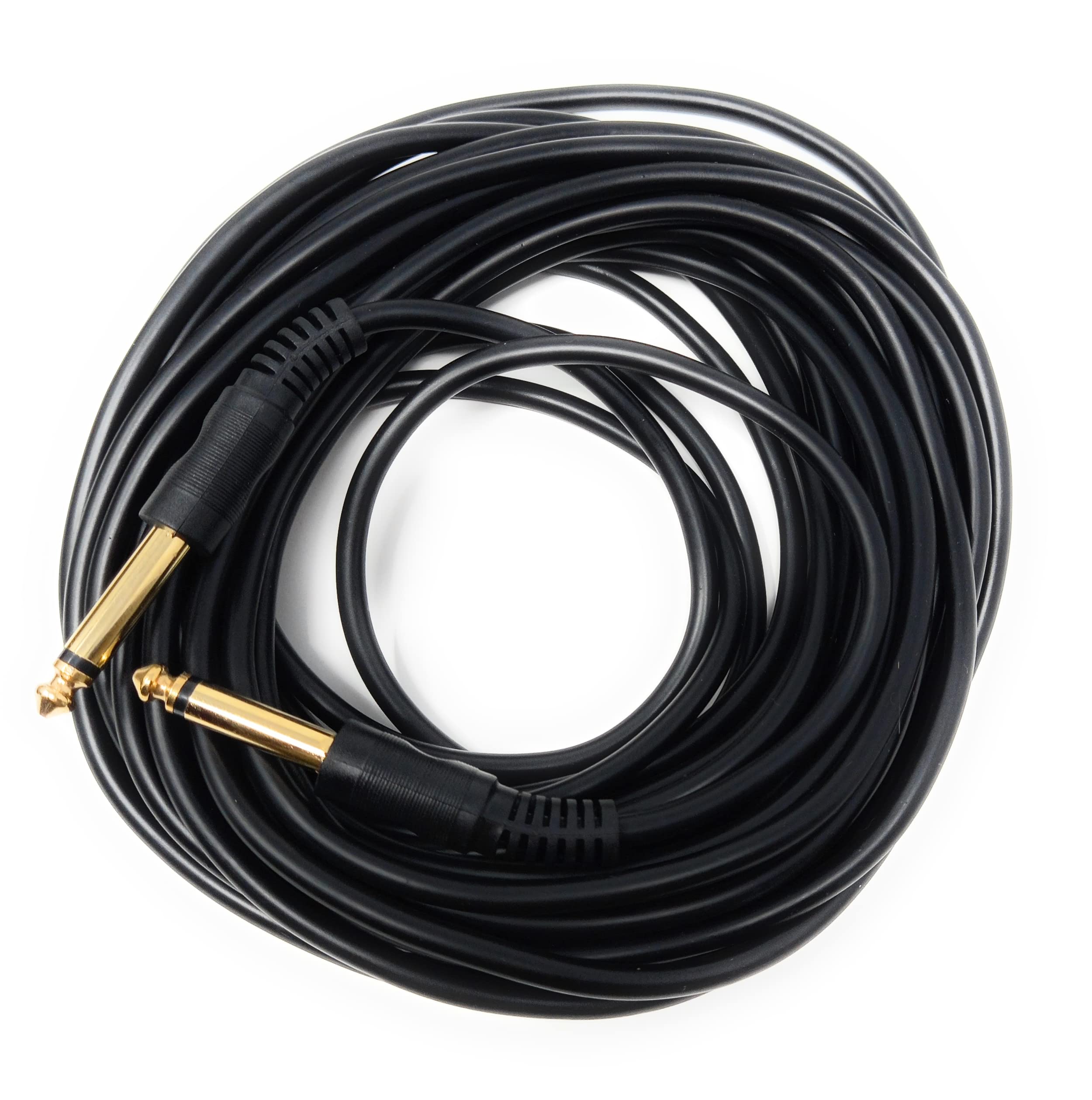 DRUT 6.35mm to 6.35mm Mono 1/4'' TS Jack Plug Speaker, Guitar, Instrument, Patch Cable Gold Connectors