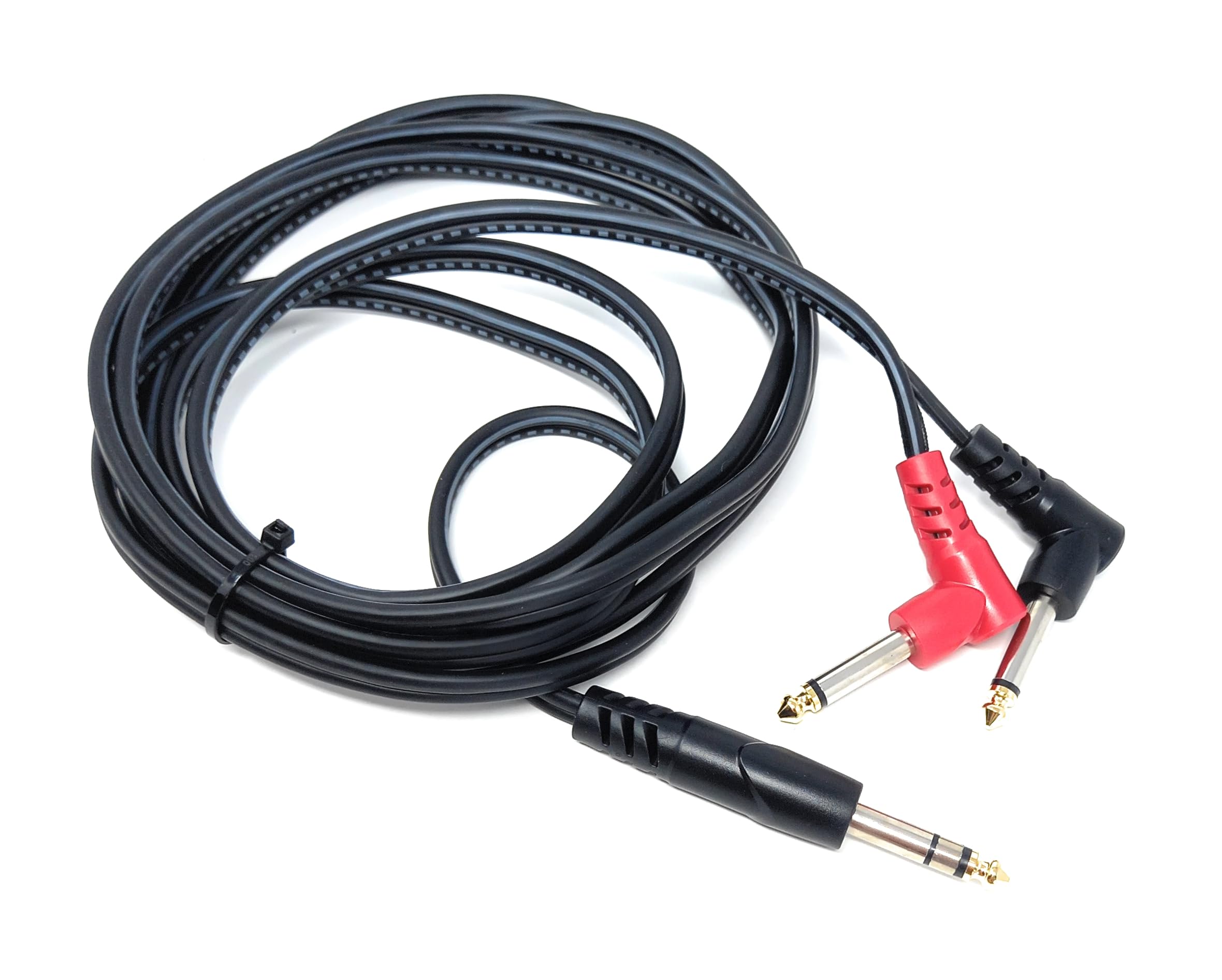 DRUT 6.35mm 1/4" Stereo Jack to 2 x Mono Jacks Audio Cable Lead for Music Instruments, Mixer, AMP, Guitar