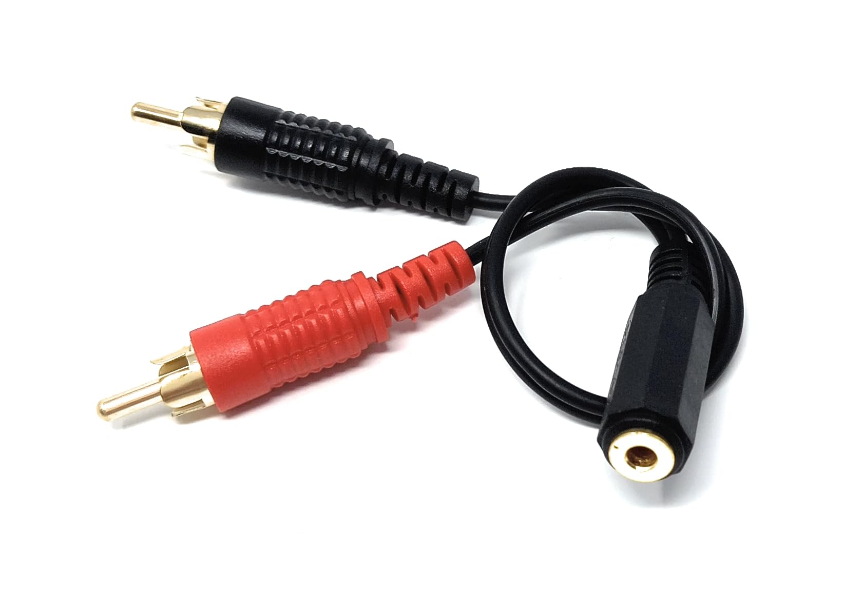 DRUT 20cm 3.5mm Stereo Jack Socket to 2 x RCA Phono Plugs Adapter Cable Splitter Audio Lead