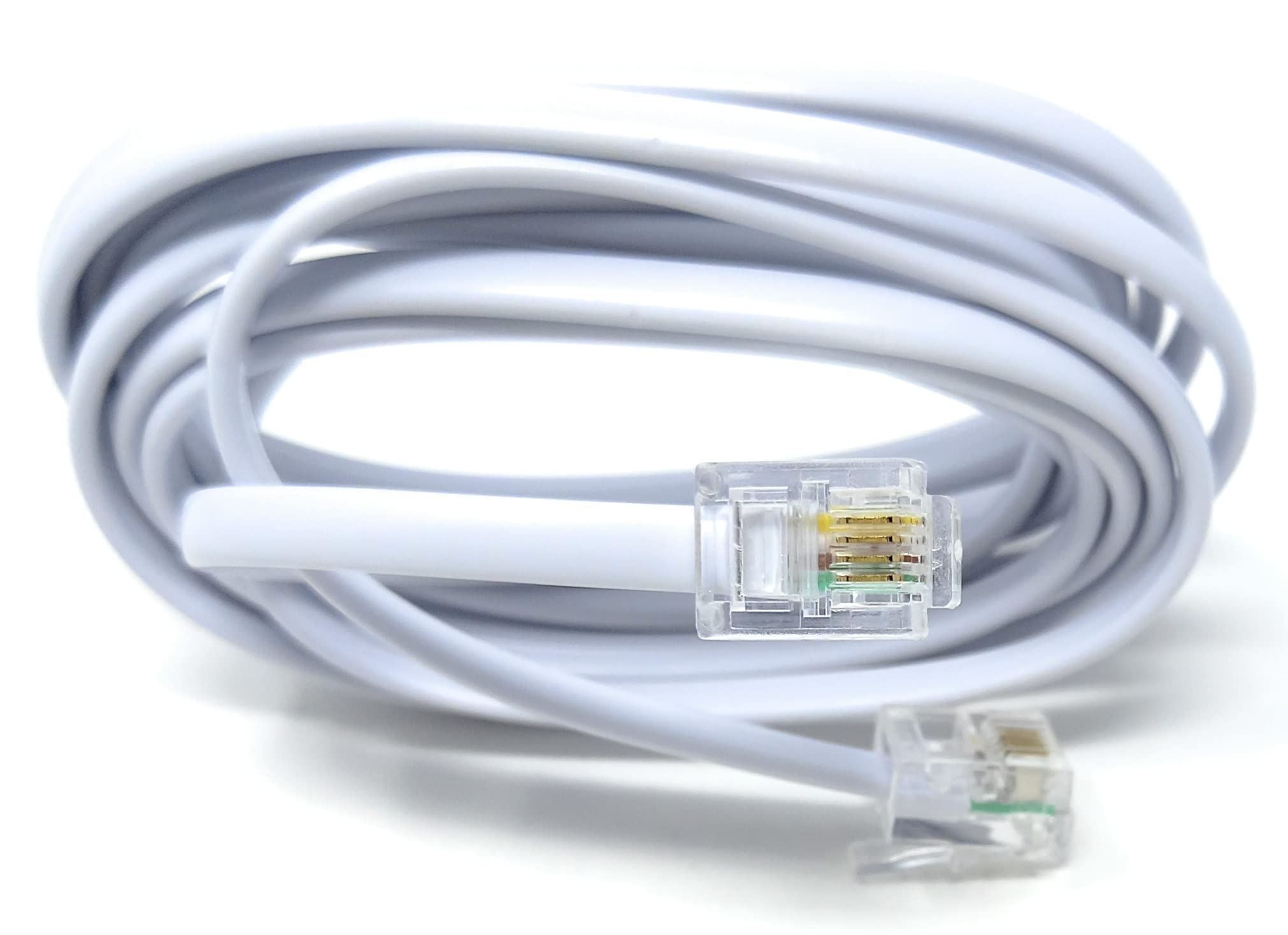 DRUT RJ11 to RJ11 Telephone Landline Cable ADSL (6P4C) Flat Lead High Speed BT Internet Broadband Male to Male Router, Modem, Phone Extension Wire