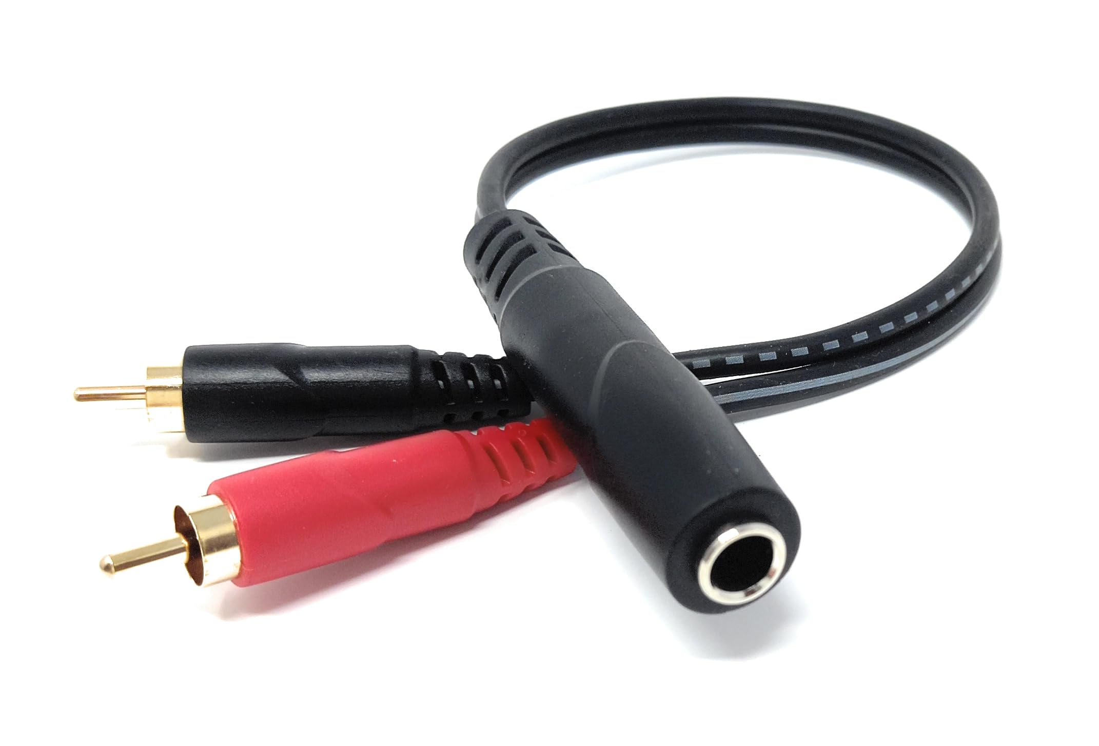 DRUT 6.35mm to 2 x RCA Splitter Cable, 6.35 TRS Female to Dual RCA Male Stereo Audio Lead for Music Instruments, Mixer (Gold Plated)