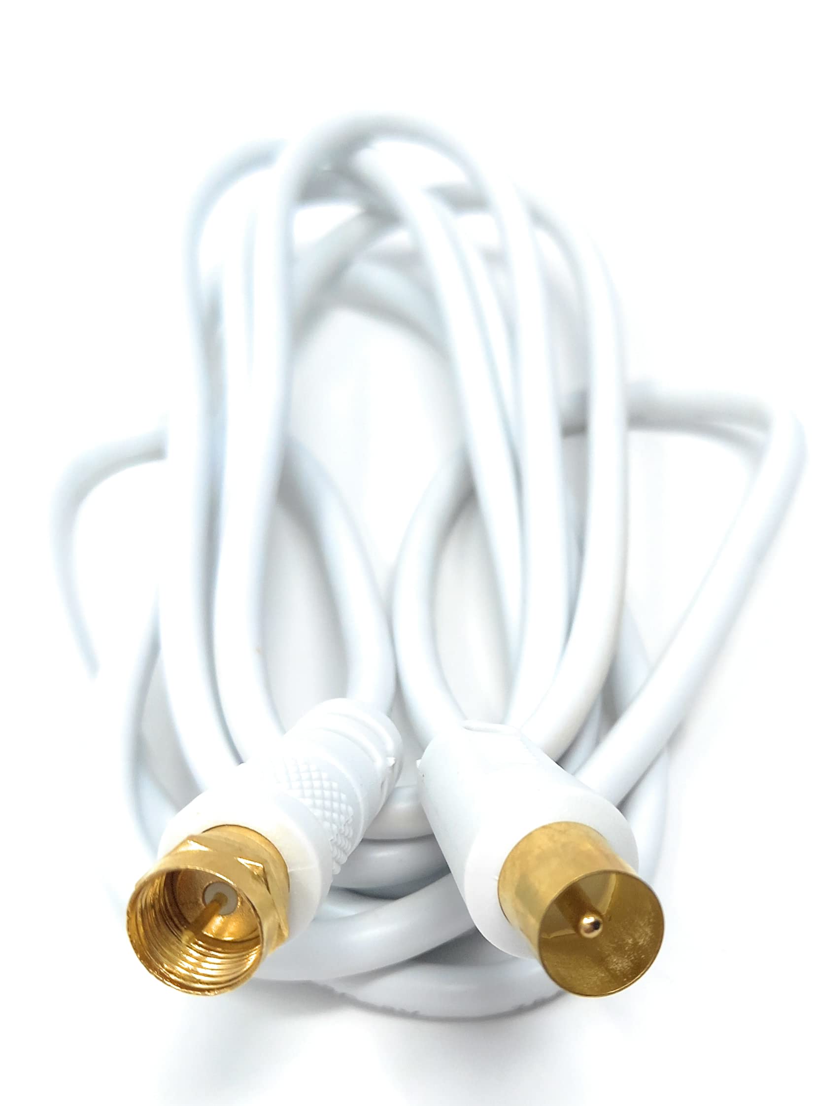 DRUT RF TV Aerial Male to F Type Connector Male Plug Coaxial Coax Cable, Lead, 75 Ohm, 3C-2V